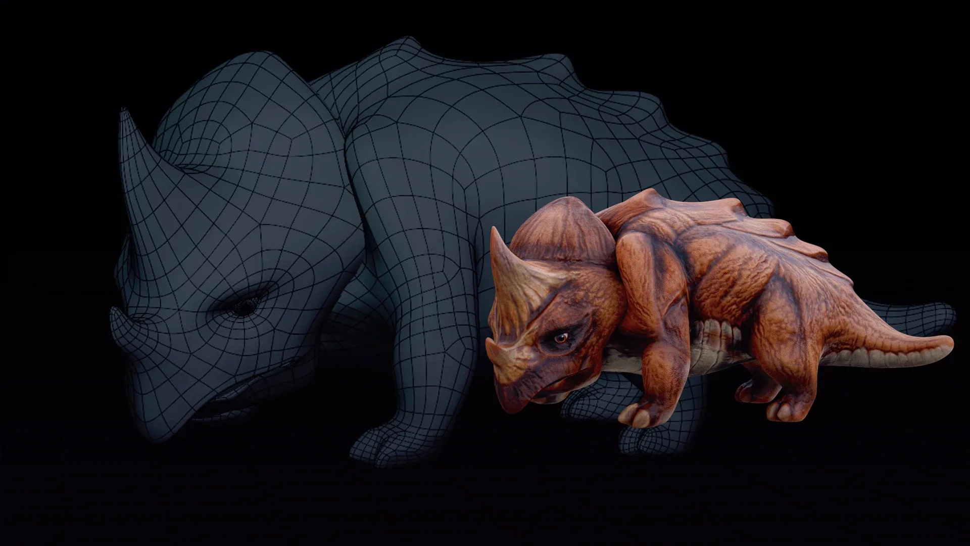 Triceratops cartoon Rigged Monster Ride Low-poly 3D model