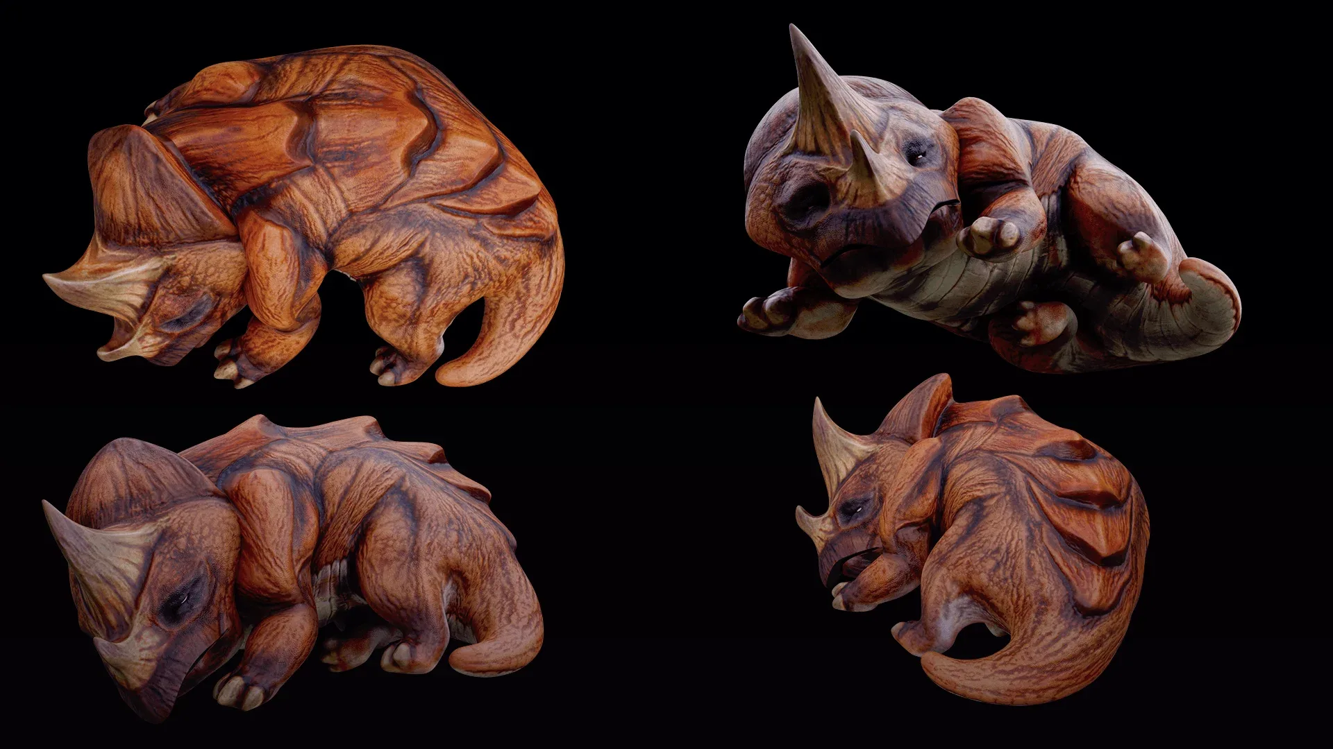 Triceratops cartoon Rigged Monster Ride Low-poly 3D model