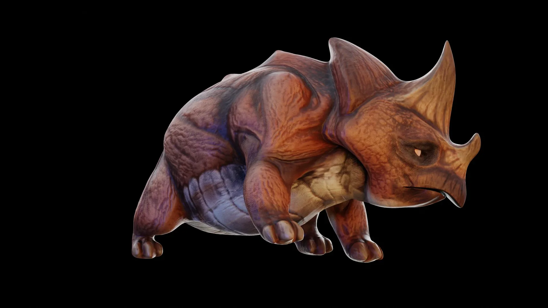 Triceratops cartoon Rigged Monster Ride Low-poly 3D model