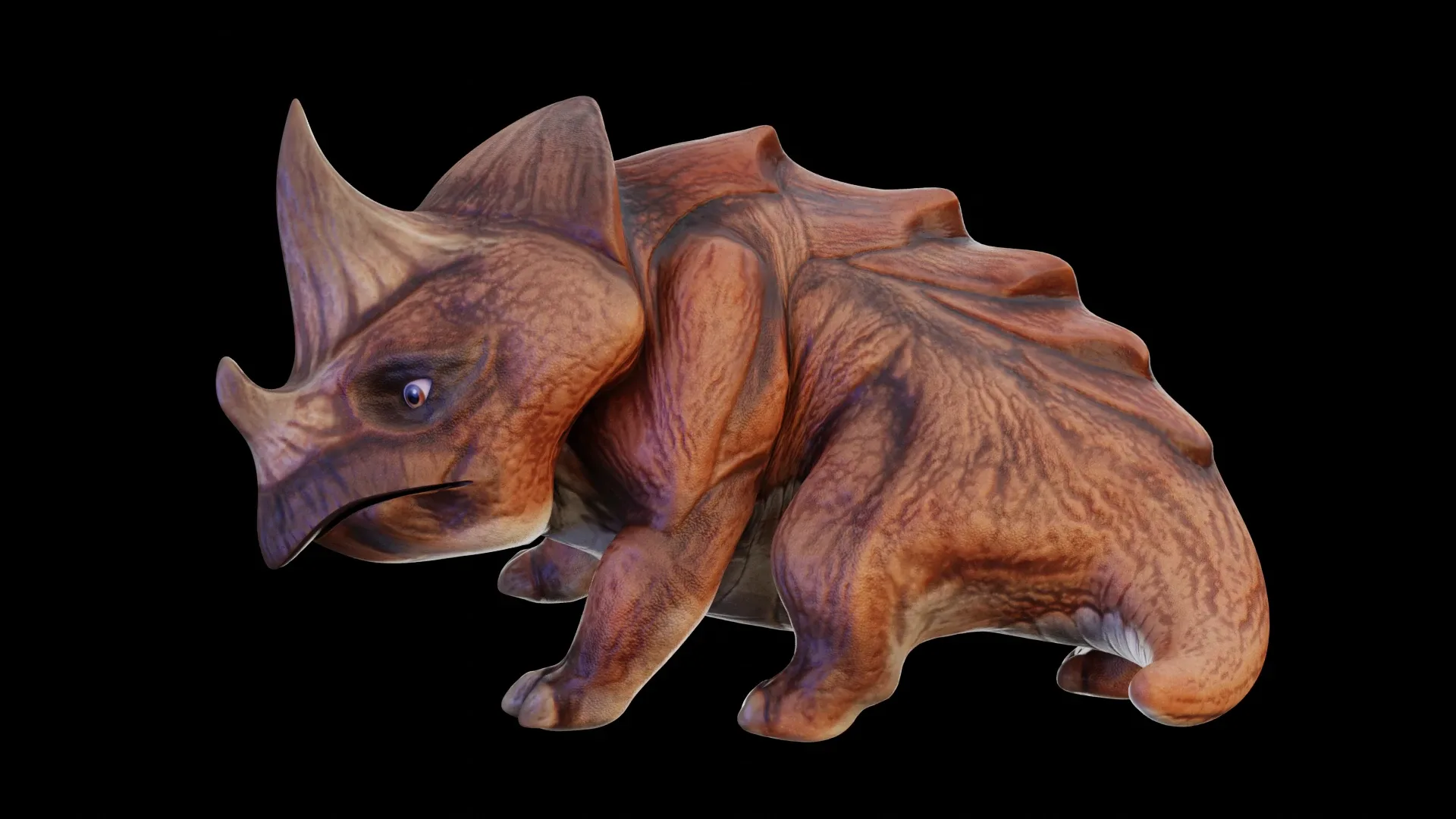 Triceratops cartoon Rigged Monster Ride Low-poly 3D model