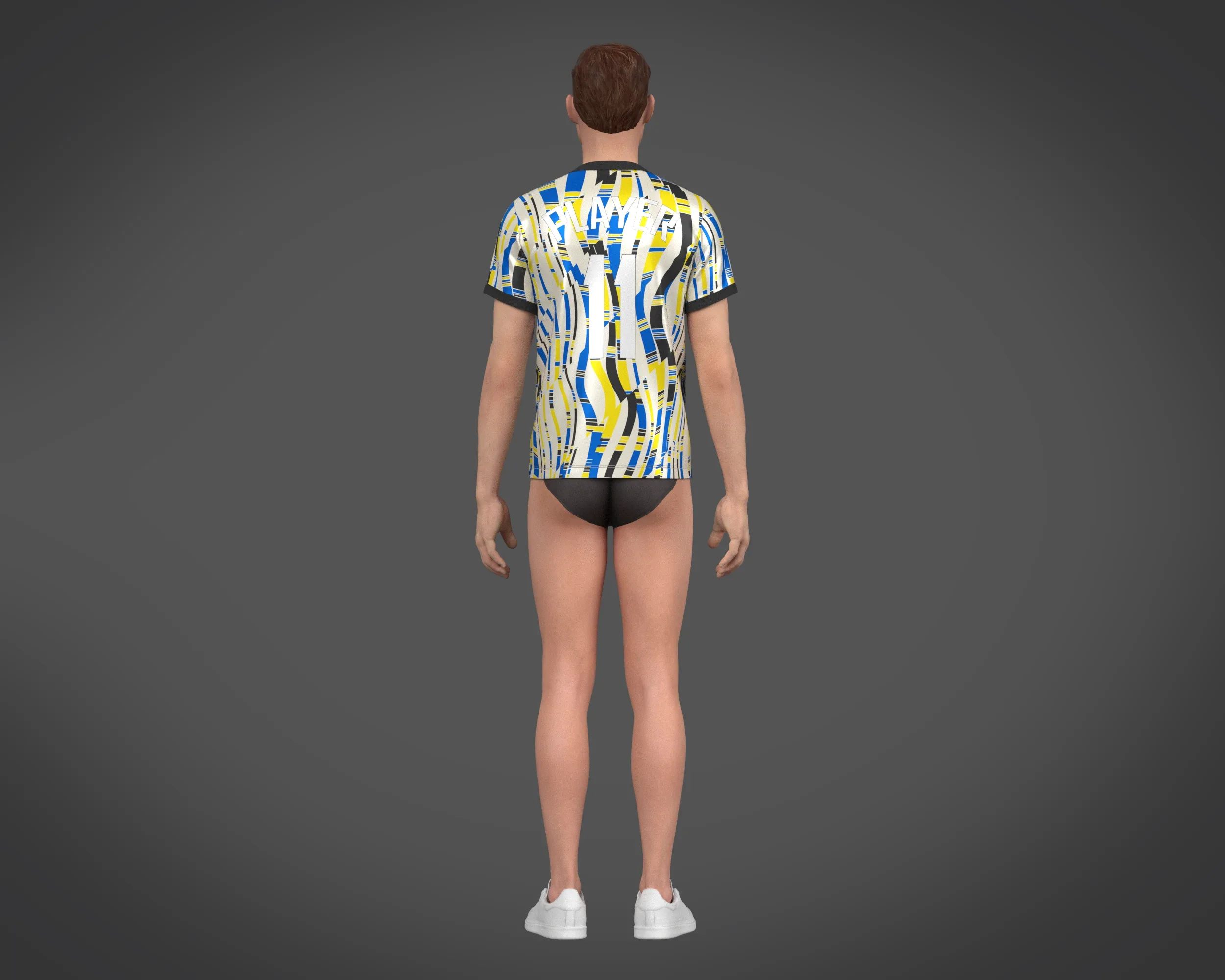 Soccer Football White and Yellow Jersey Player-11 | Marvelous / Clo3d / obj / fbx