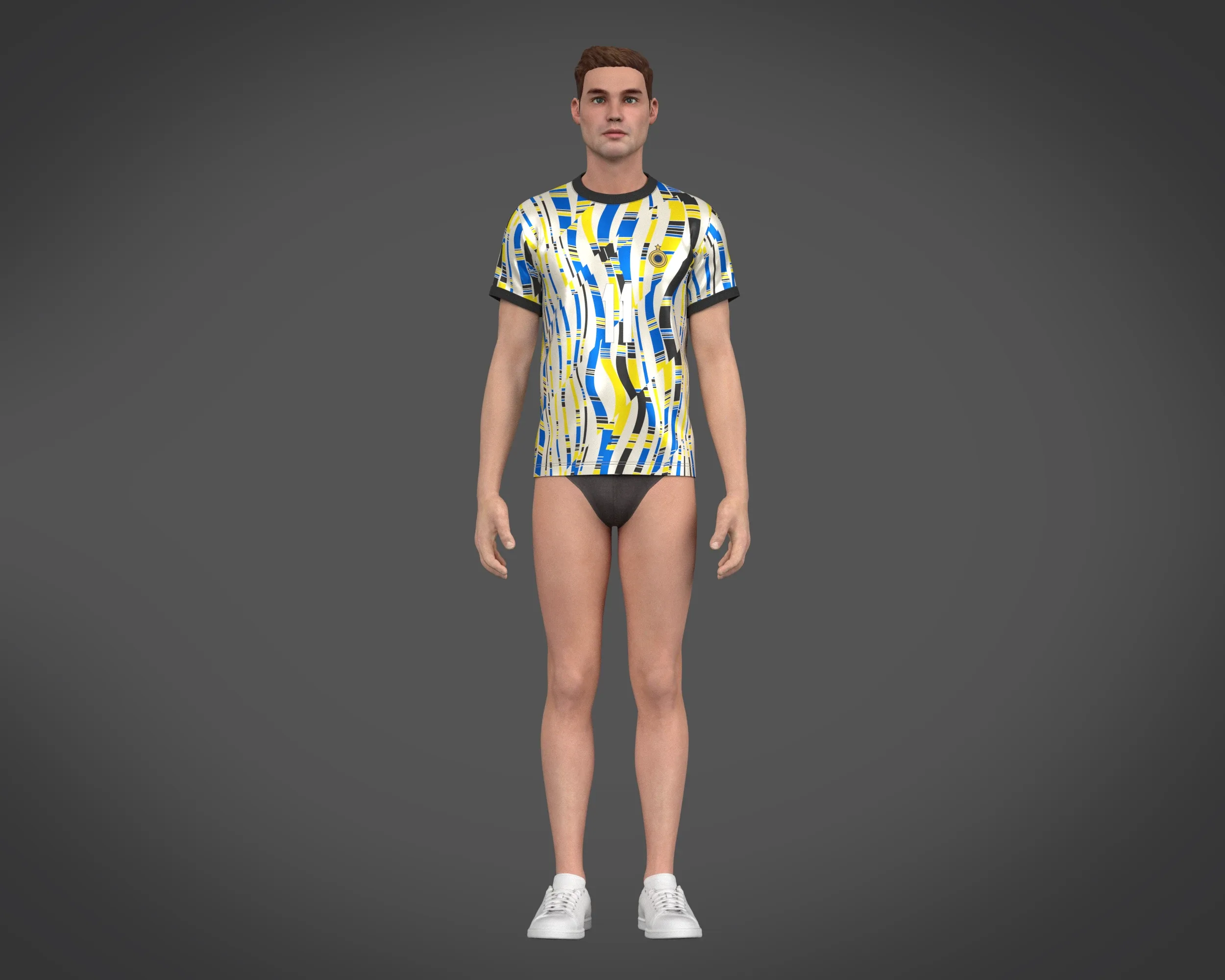 Soccer Football White and Yellow Jersey Player-11 | Marvelous / Clo3d / obj / fbx