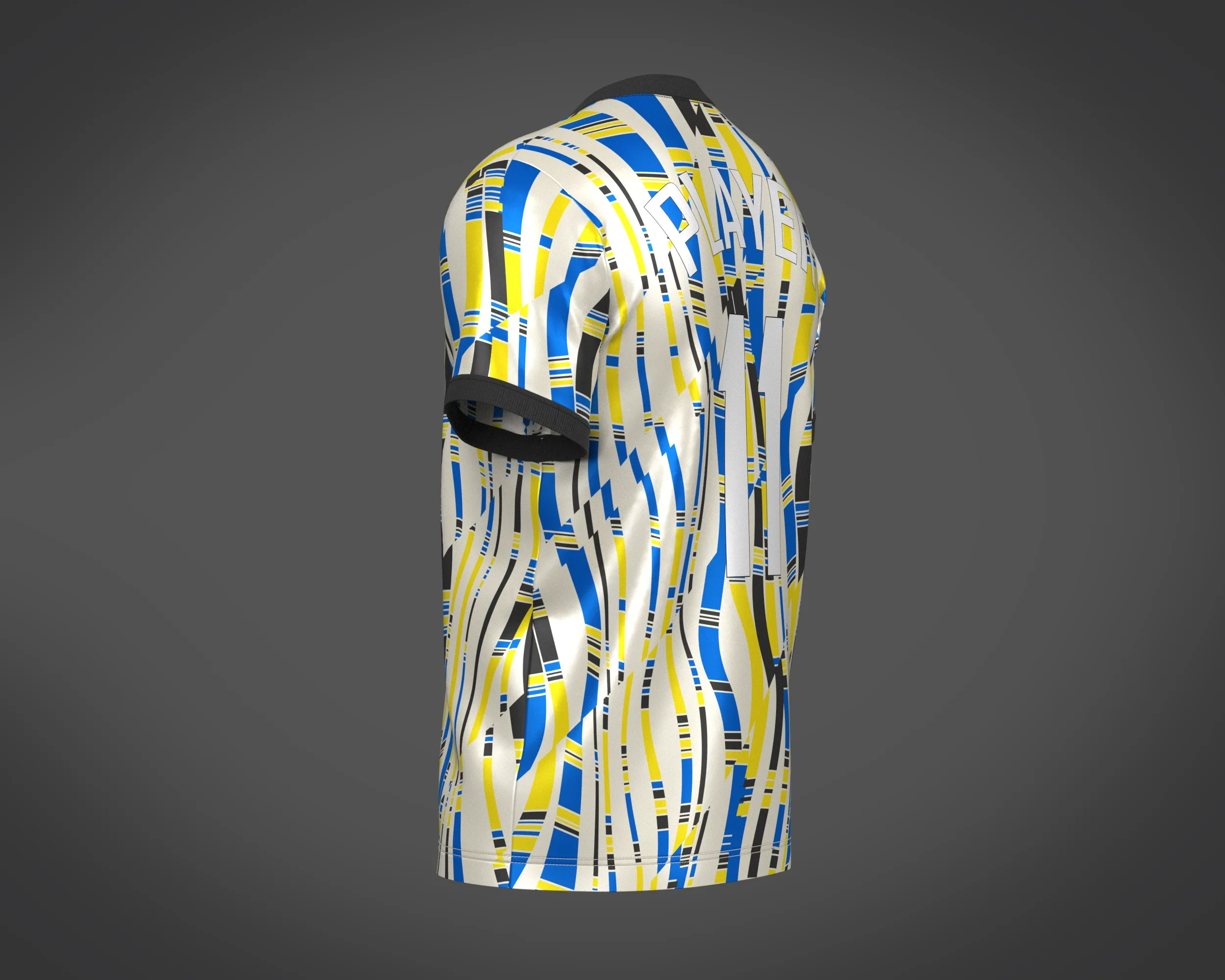 Soccer Football White and Yellow Jersey Player-11 | Marvelous / Clo3d / obj / fbx