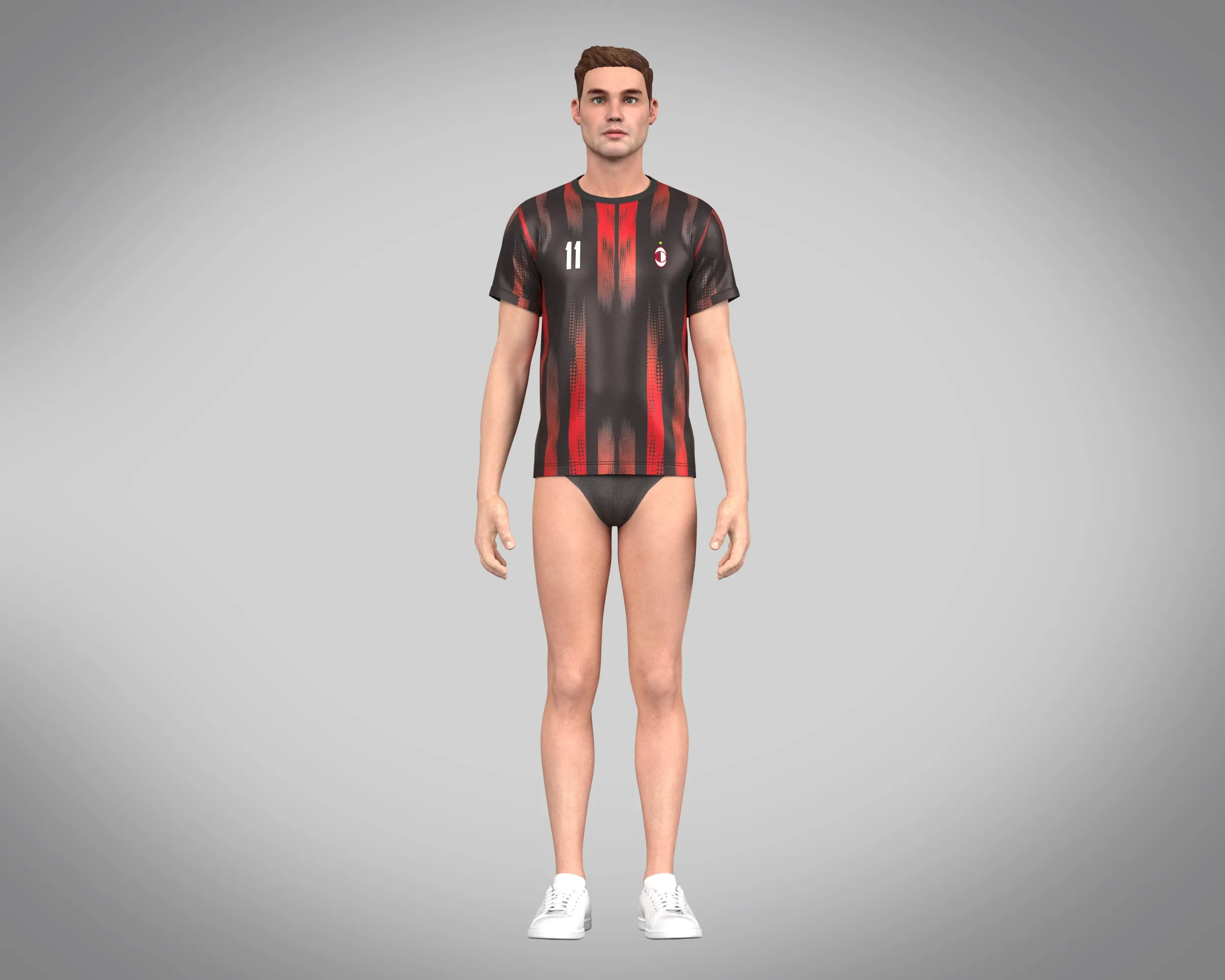 Soccer Red And Black Football Jersey Player-11 | Marvelous / Clo3d / obj / fbx