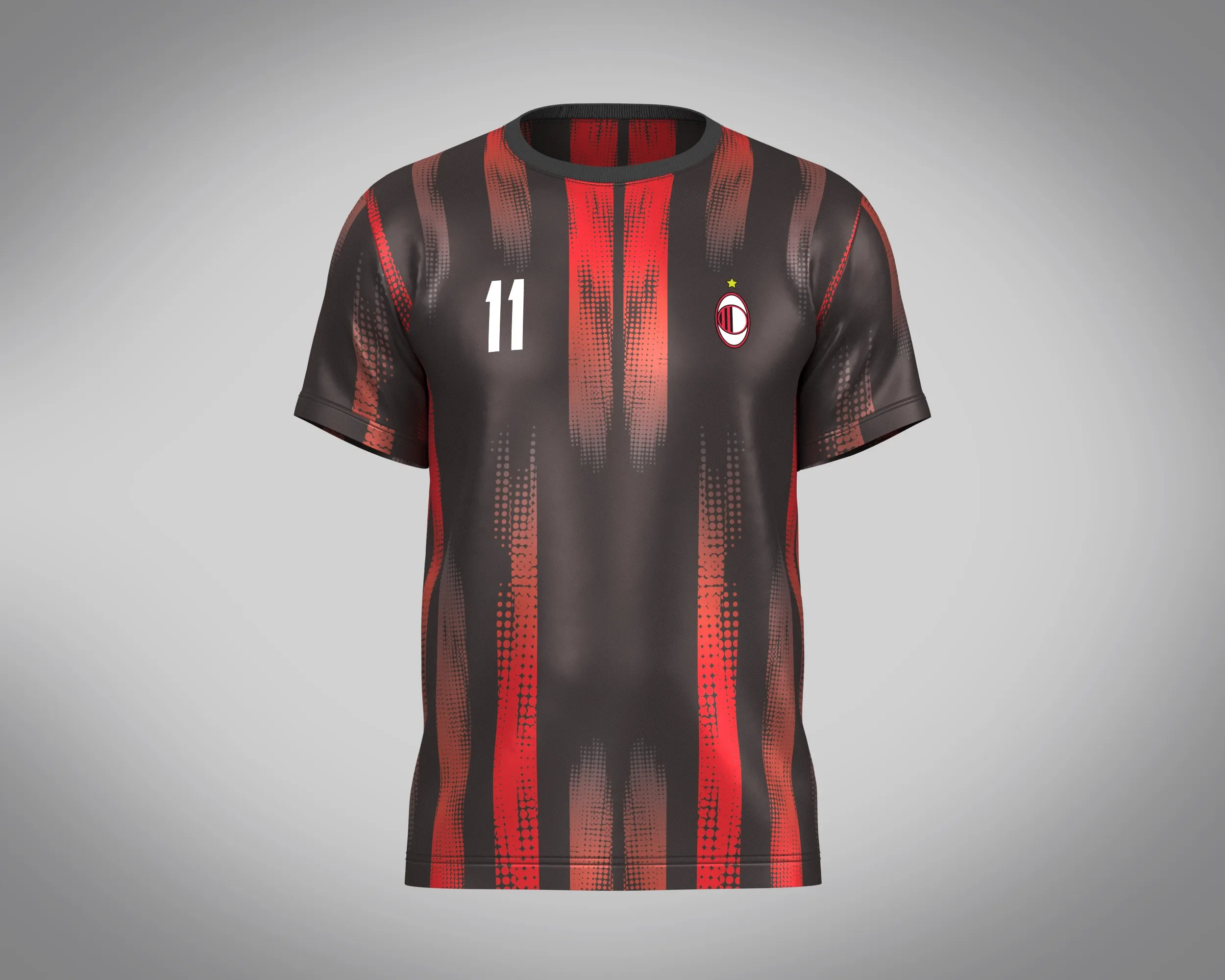 Soccer Red And Black Football Jersey Player-11 | Marvelous / Clo3d / obj / fbx