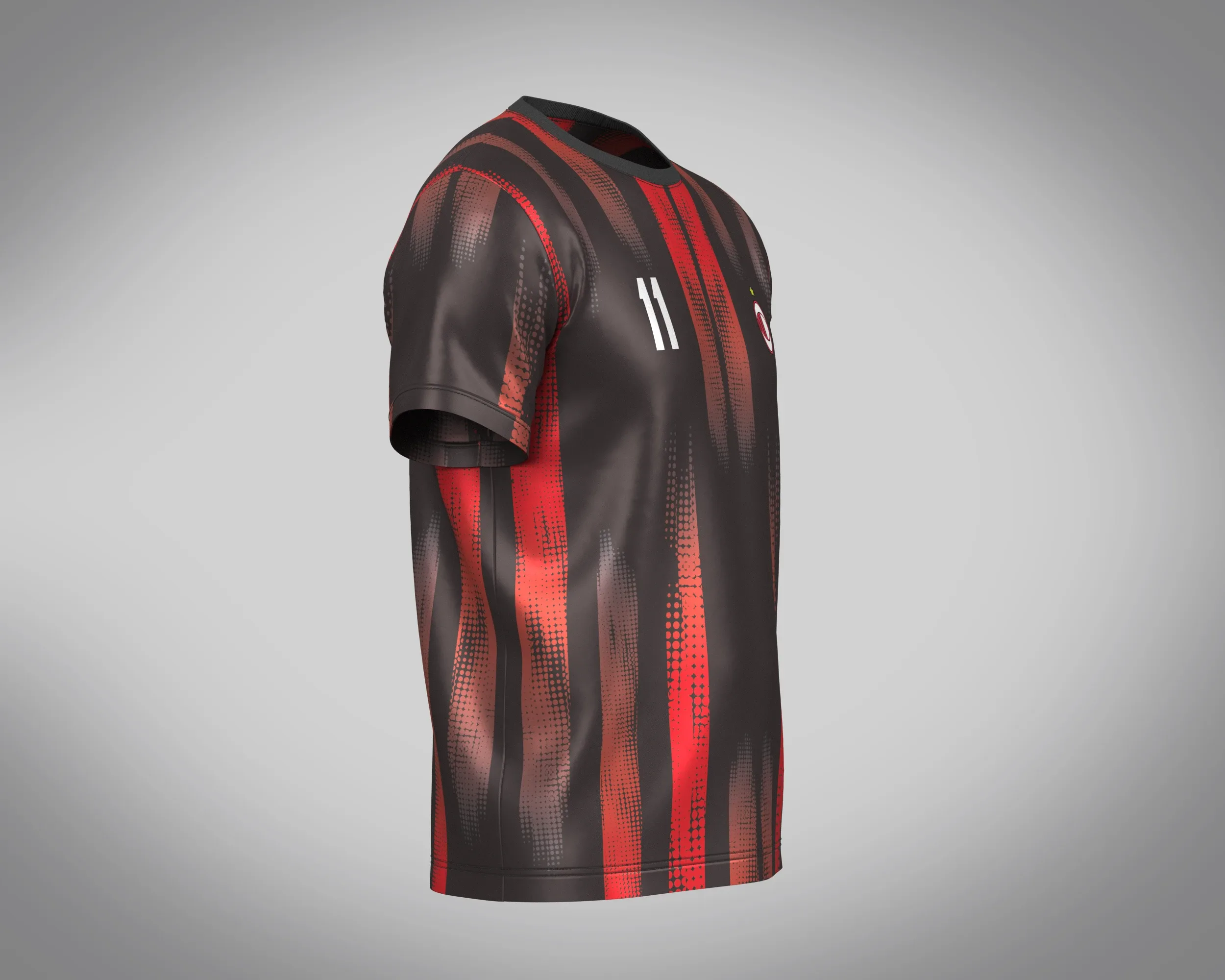 Soccer Red And Black Football Jersey Player-11 | Marvelous / Clo3d / obj / fbx