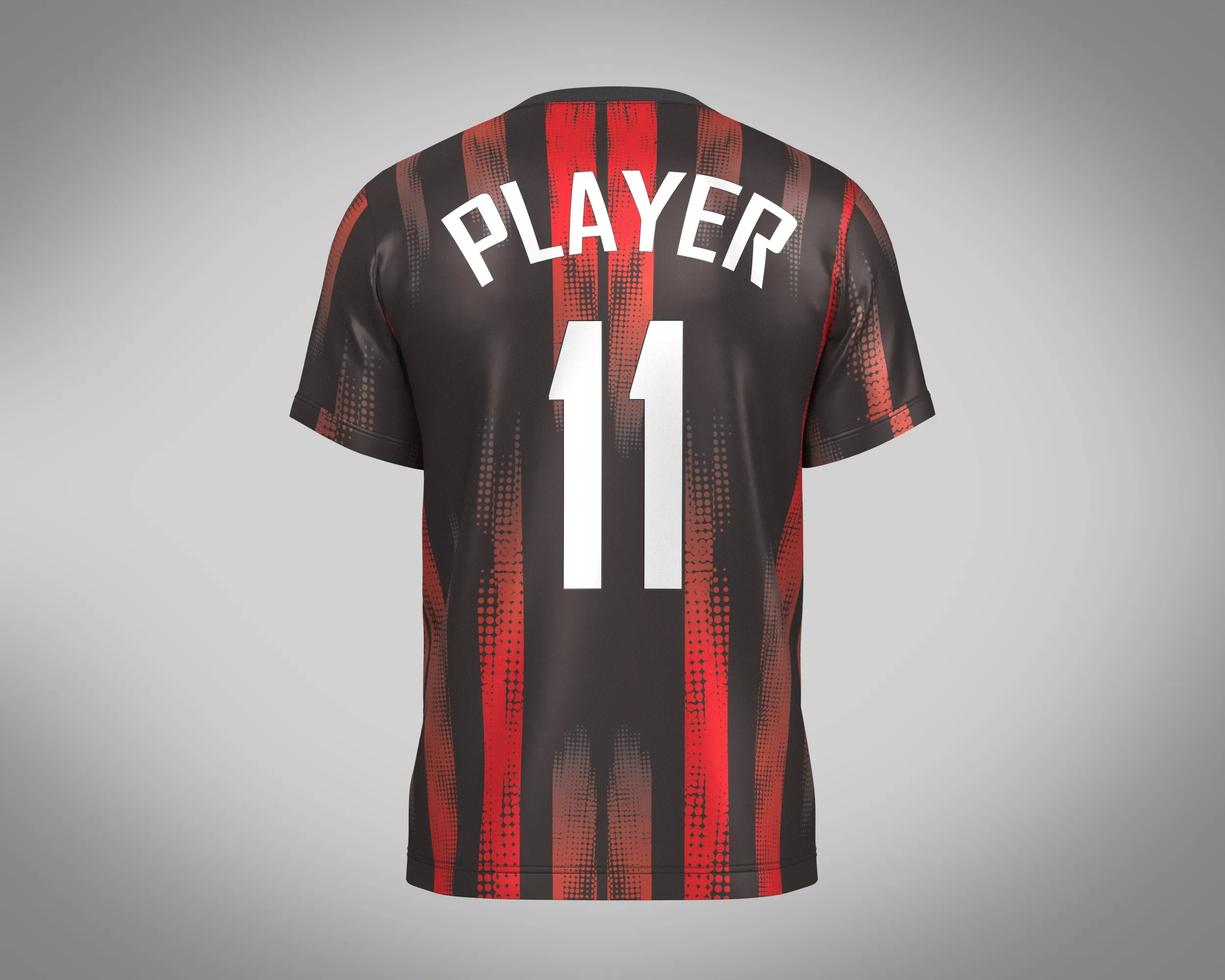 Soccer Red And Black Football Jersey Player-11 | Marvelous / Clo3d / obj / fbx