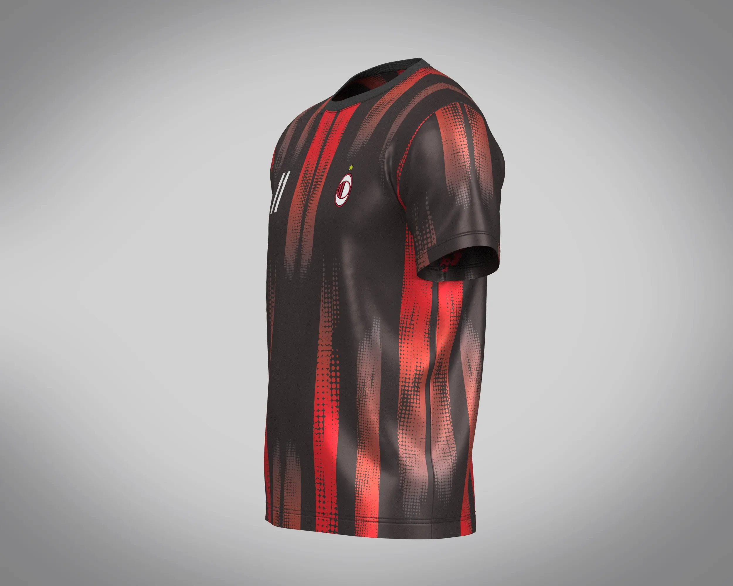 Soccer Red And Black Football Jersey Player-11 | Marvelous / Clo3d / obj / fbx