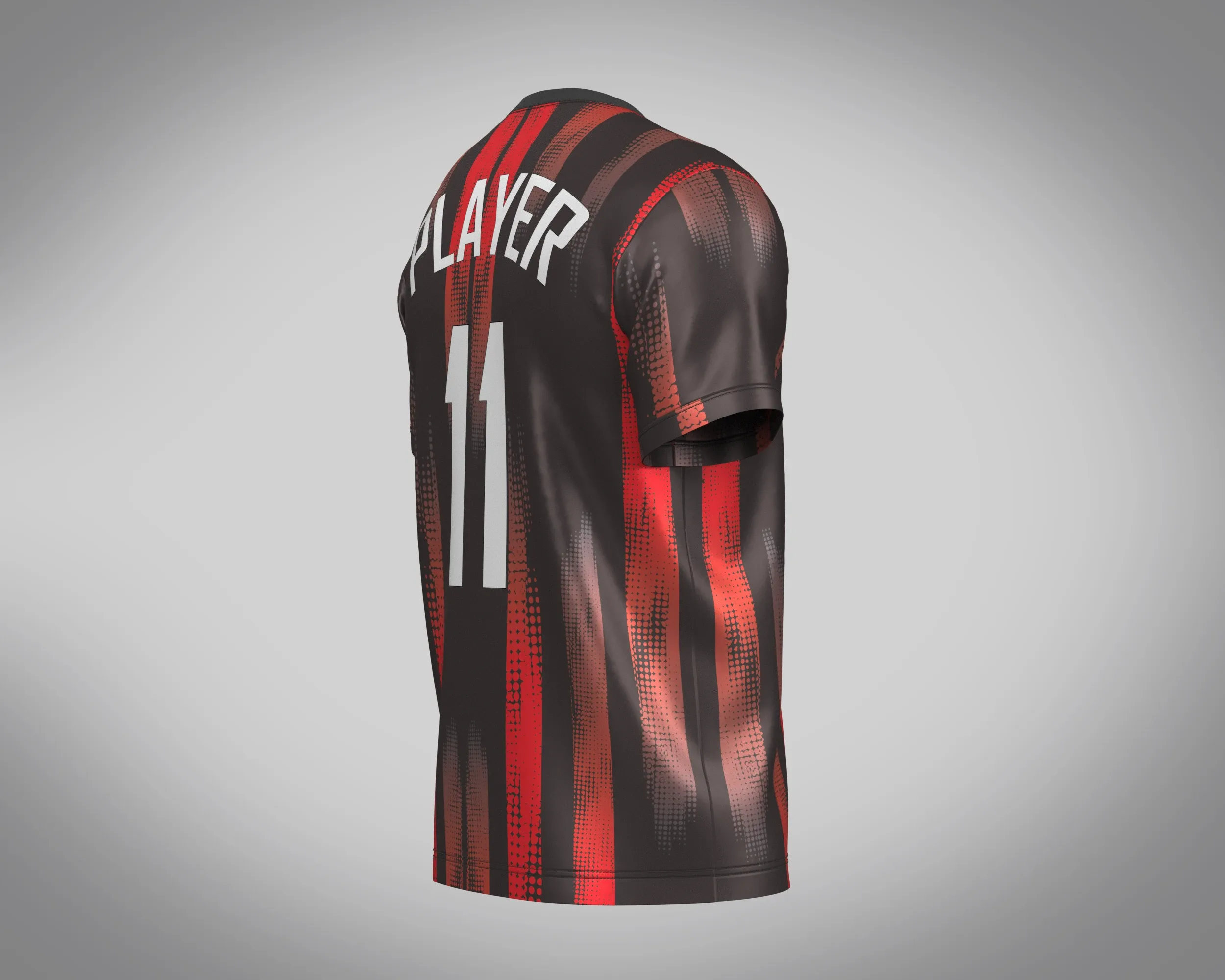 Soccer Red And Black Football Jersey Player-11 | Marvelous / Clo3d / obj / fbx