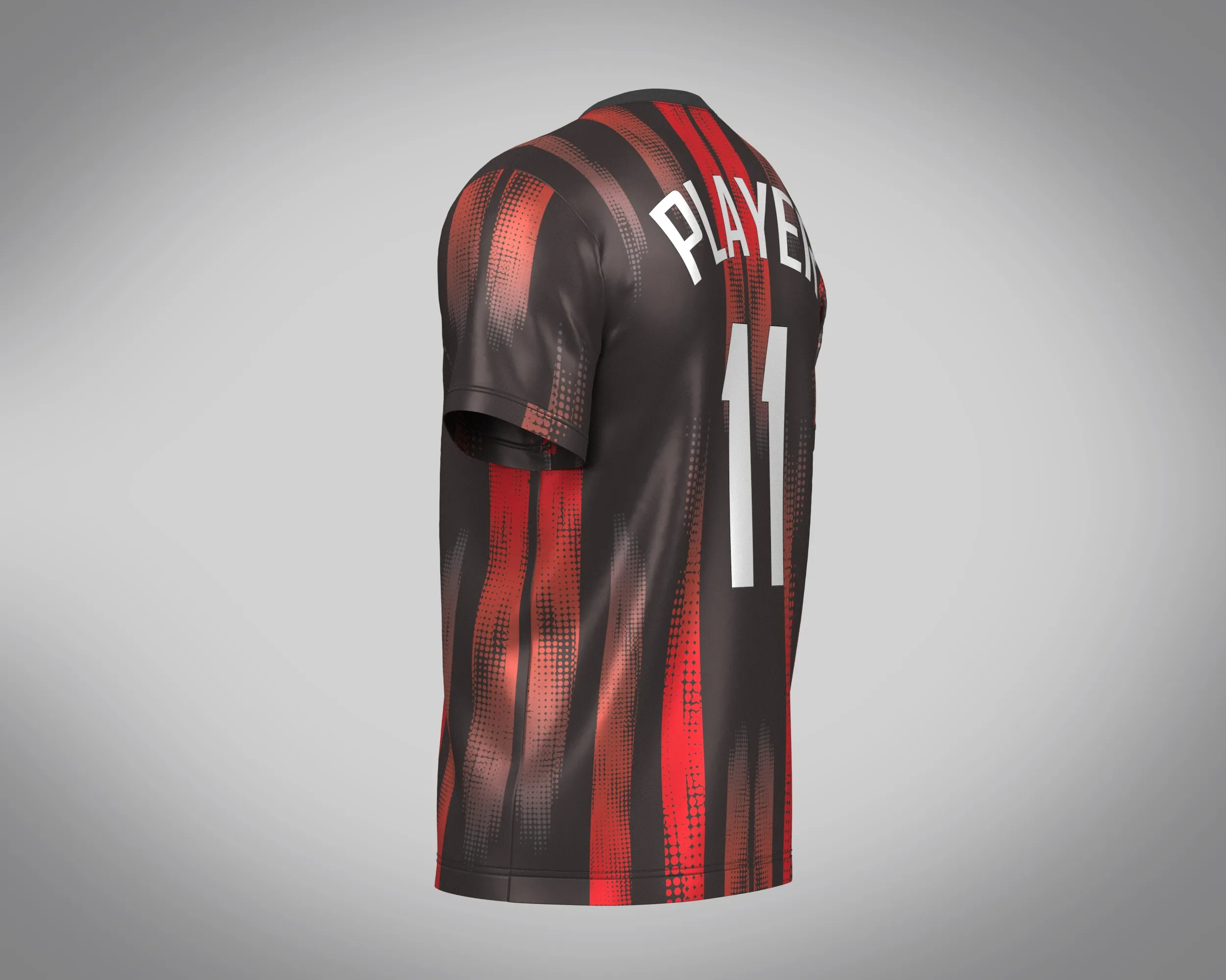 Soccer Red And Black Football Jersey Player-11 | Marvelous / Clo3d / obj / fbx