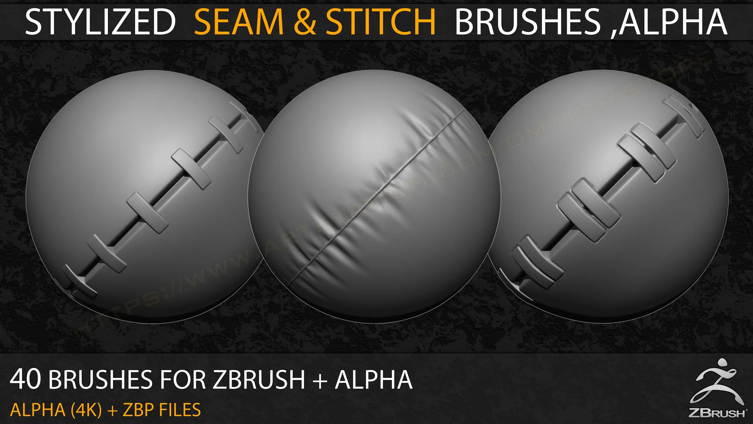 40 Stylized Seam & Stitch Brushes & Alpha (Tileable 4k-16bit) _Vol.01