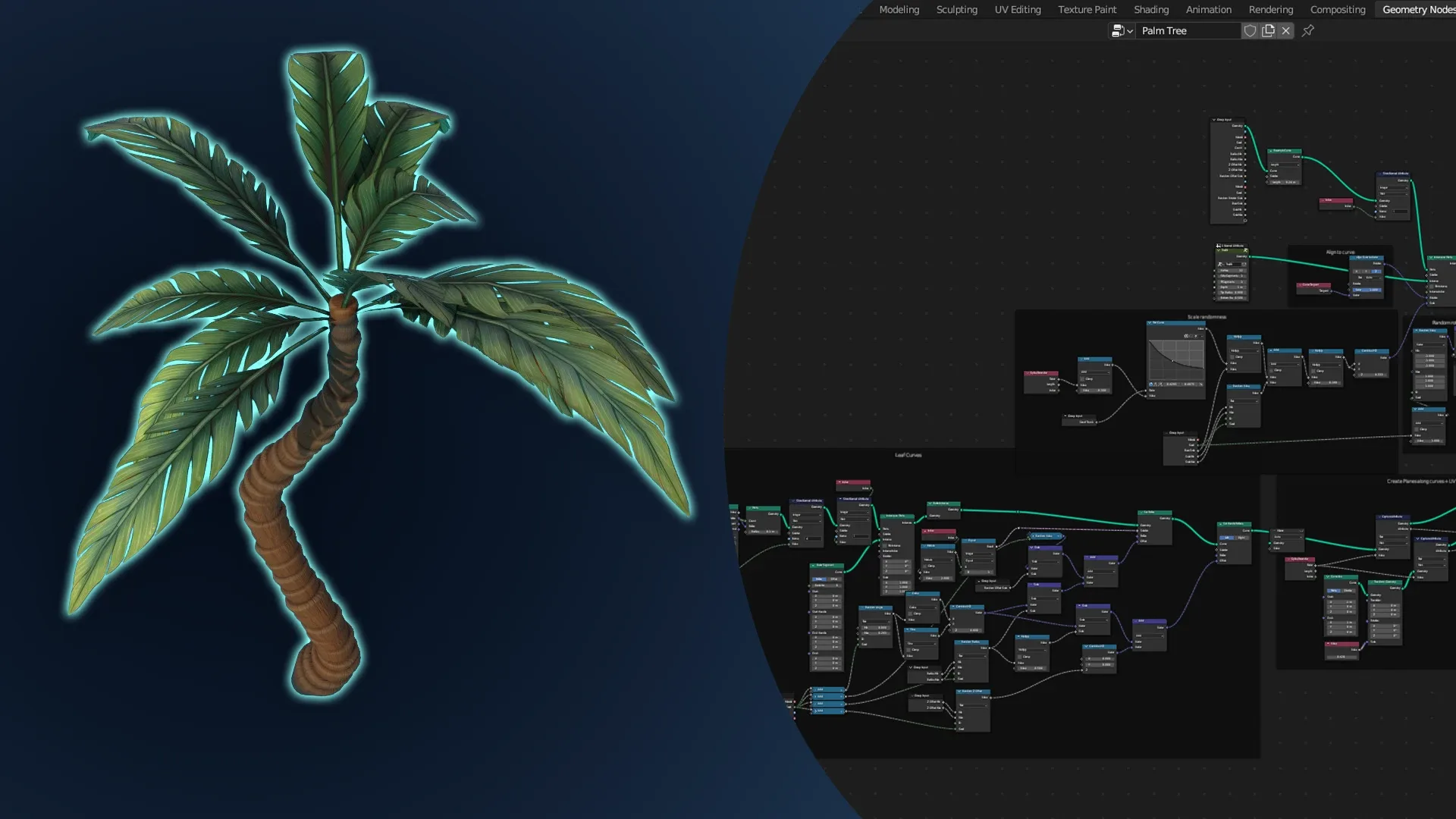 Blender 4 palm Tree Geometry Node