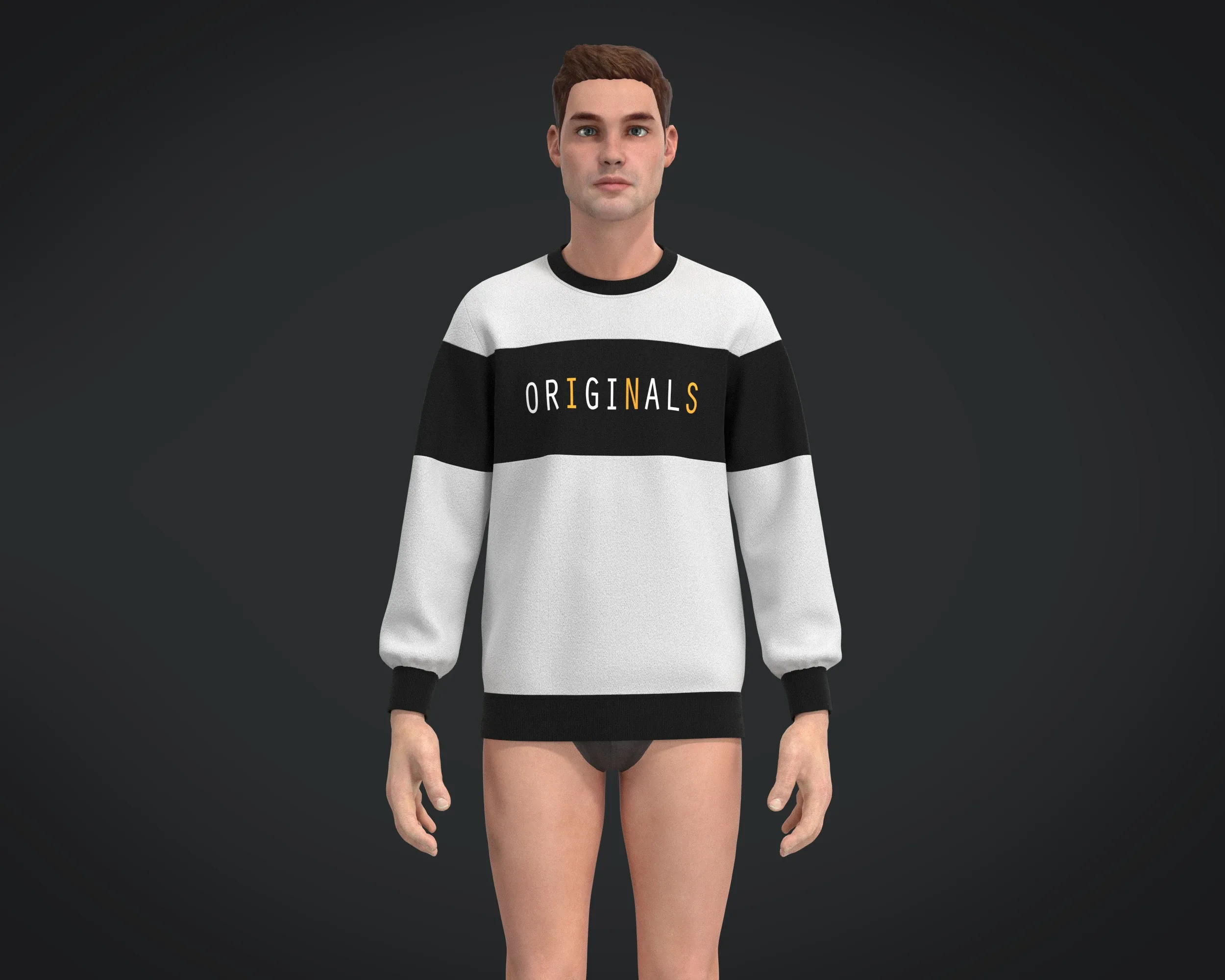 Mens Black And White Sweatshirts | Marvelous / Clo3d / obj / fbx