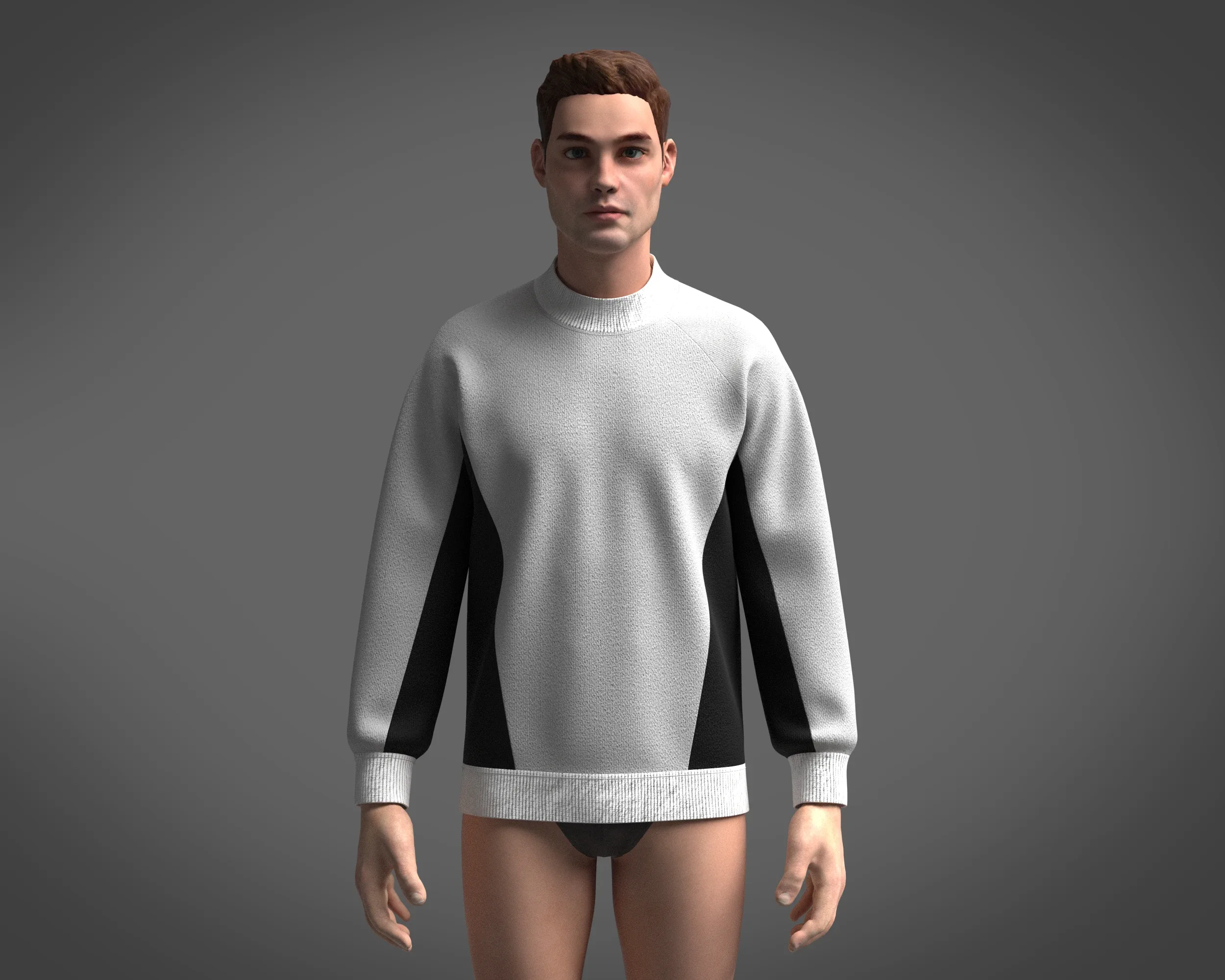 Mens Gray Sweatshirt | Marvelous / Clo3d / obj / fbx