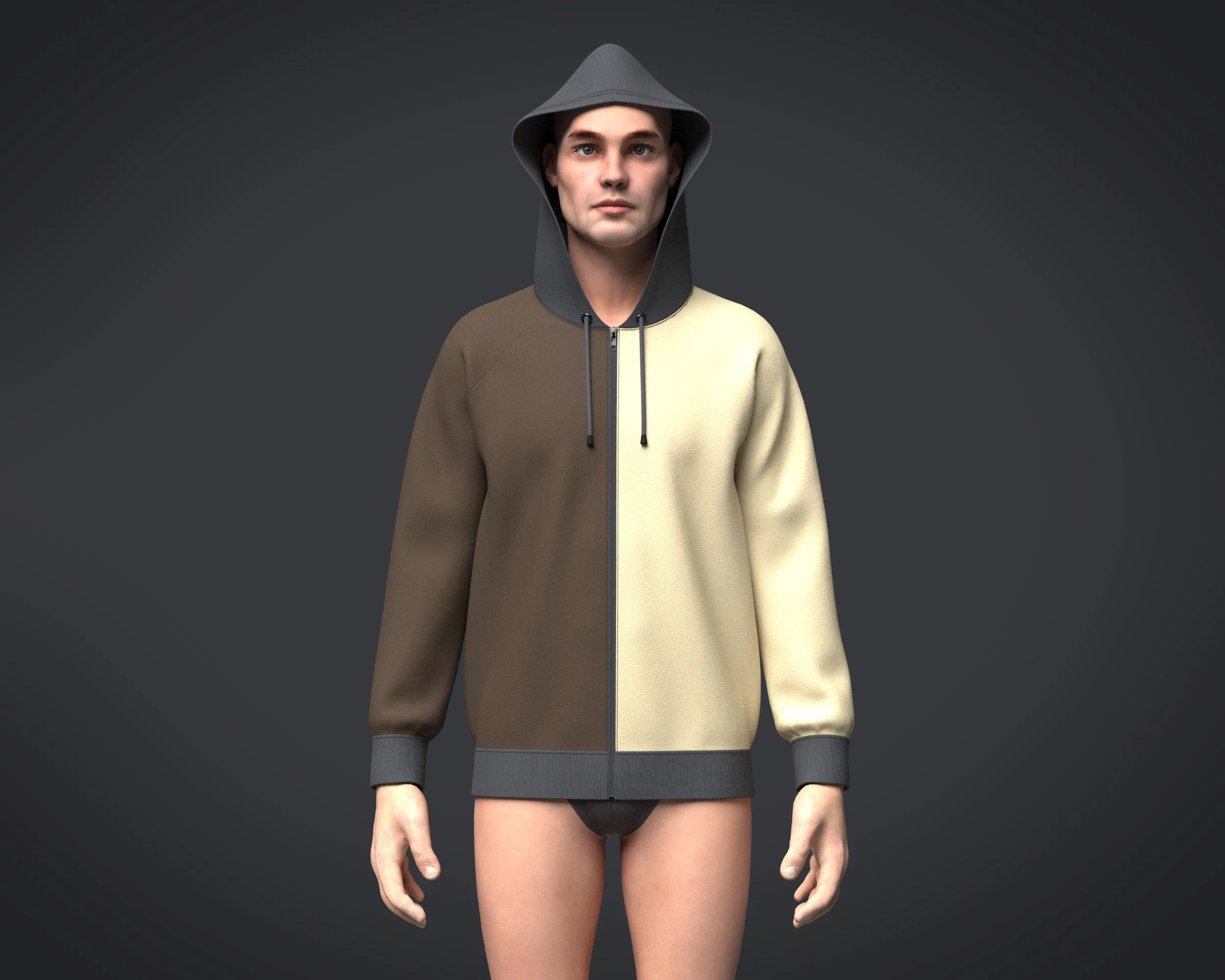 Mens Two Color Hoodie V2 | Marvelous / Clo3d / obj / fbx