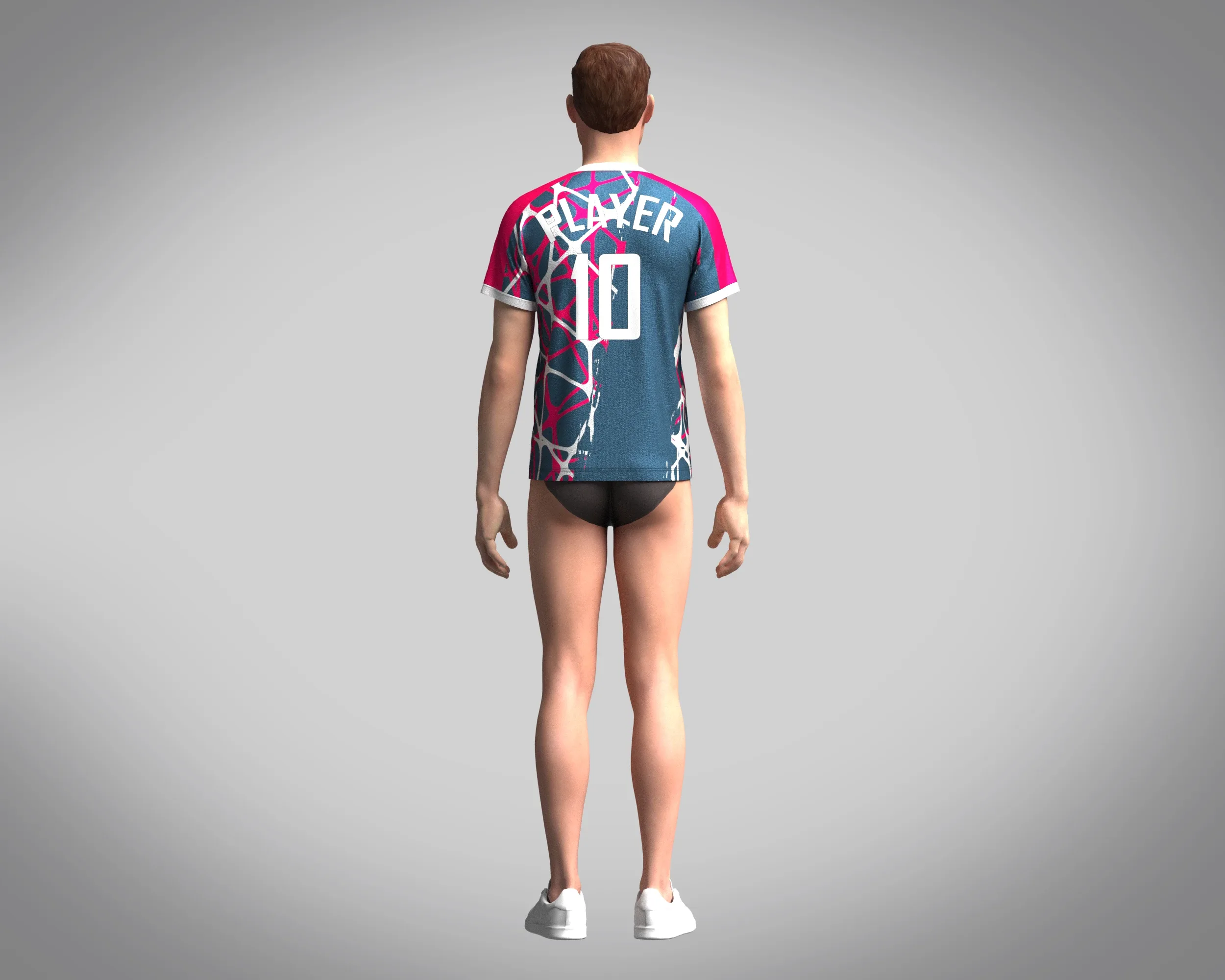 Mens Soccer Blue and Red Magenta Jersey Player-10 | Marvelous / Clo3d / obj / fbx