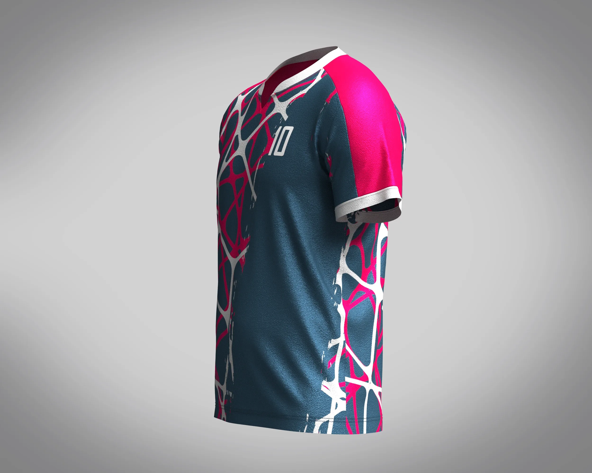 Mens Soccer Blue and Red Magenta Jersey Player-10 | Marvelous / Clo3d / obj / fbx