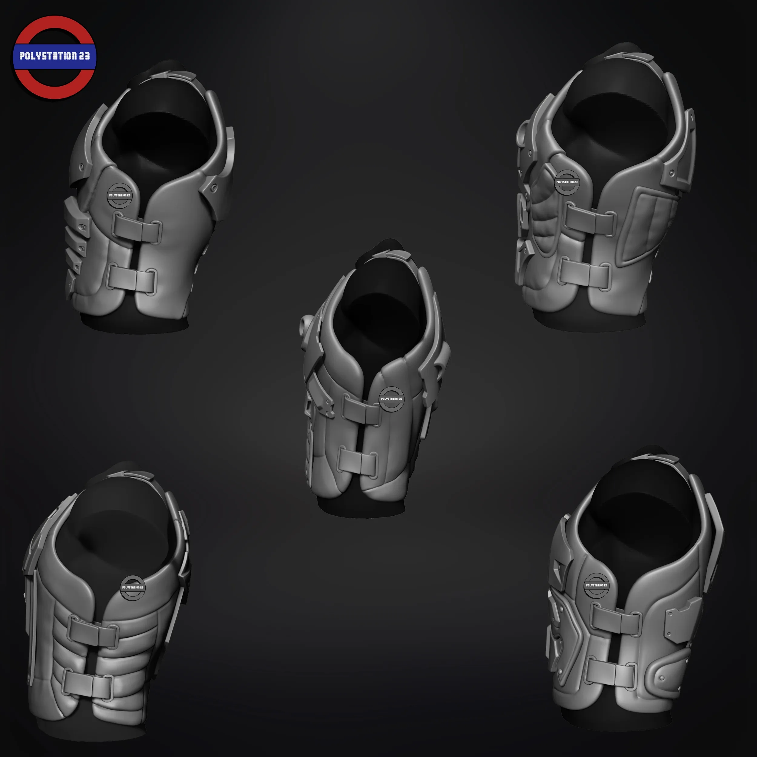 Sci fi Armour torso Kitbash v2 pack of 5 zbrush highpoly