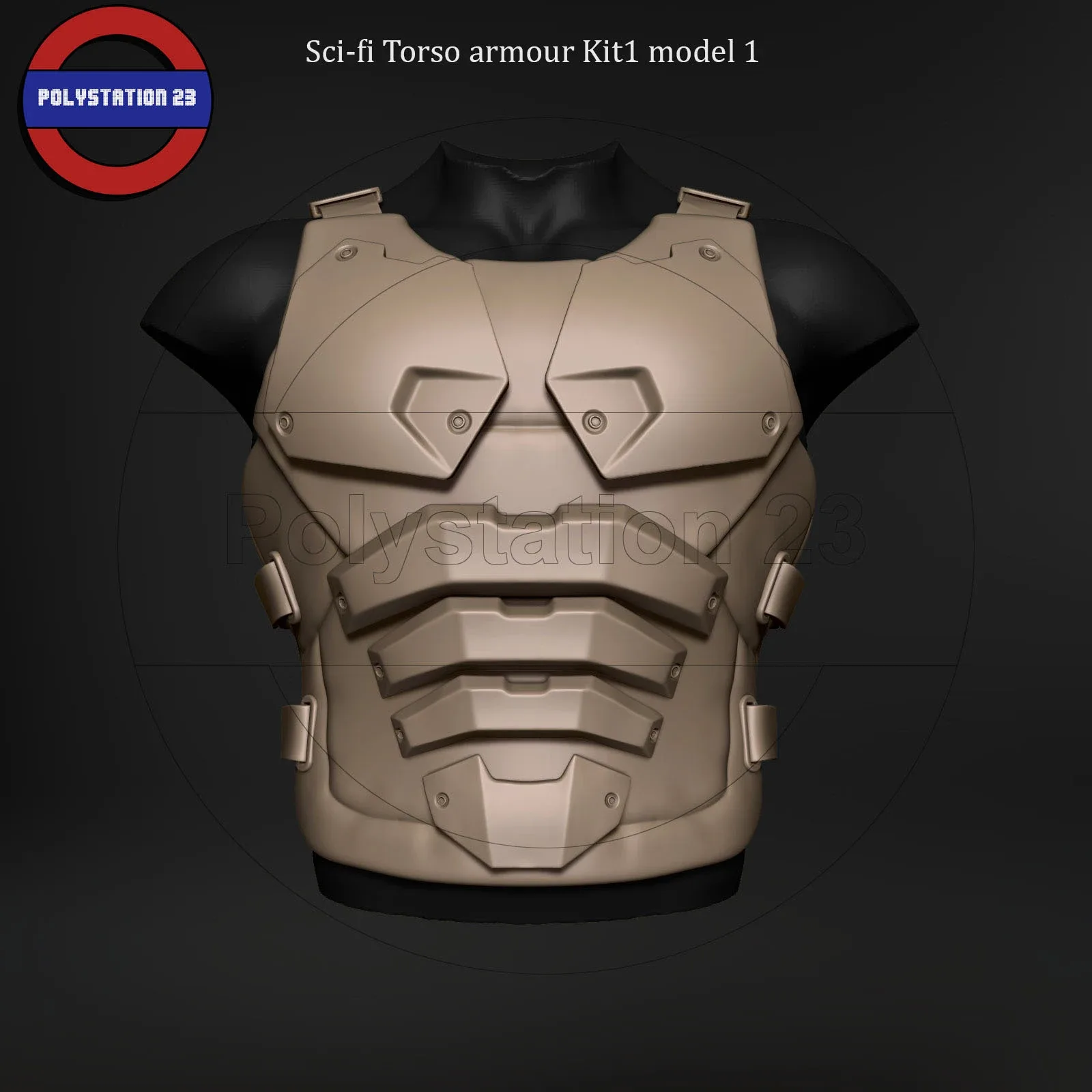 Sci fi Armour torso Kitbash v2 pack of 5 zbrush highpoly