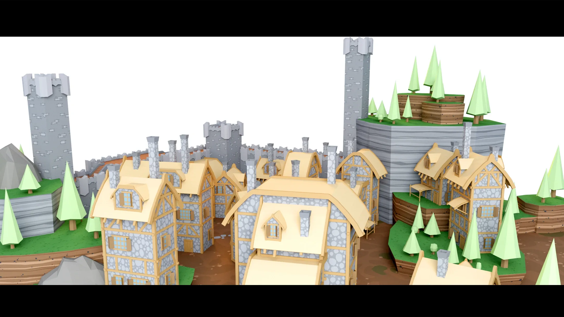 Cartoon Medieval Castle- 3d Model