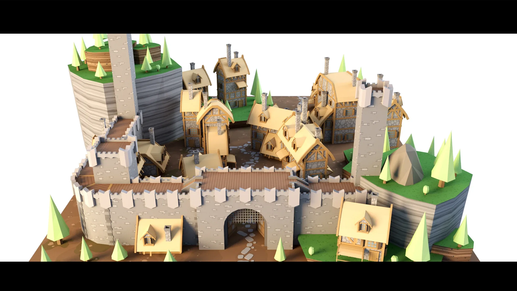 Cartoon Medieval Castle- 3d Model