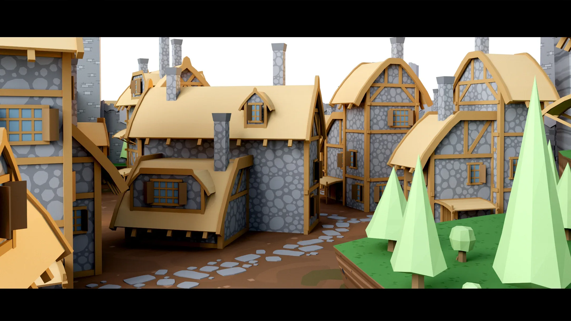 Cartoon Medieval Castle- 3d Model