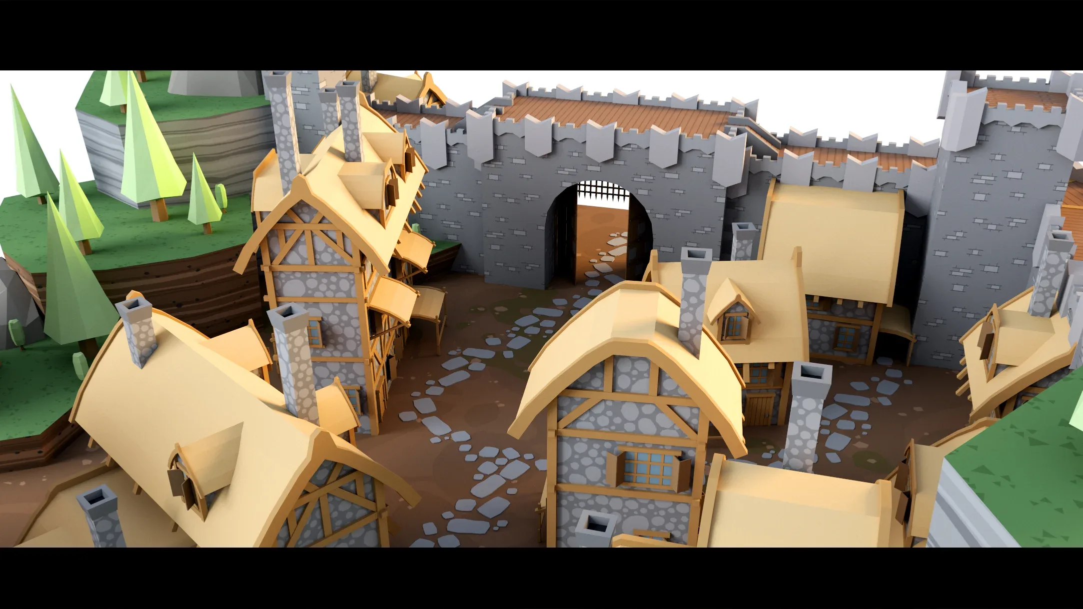 Cartoon Medieval Castle- 3d Model