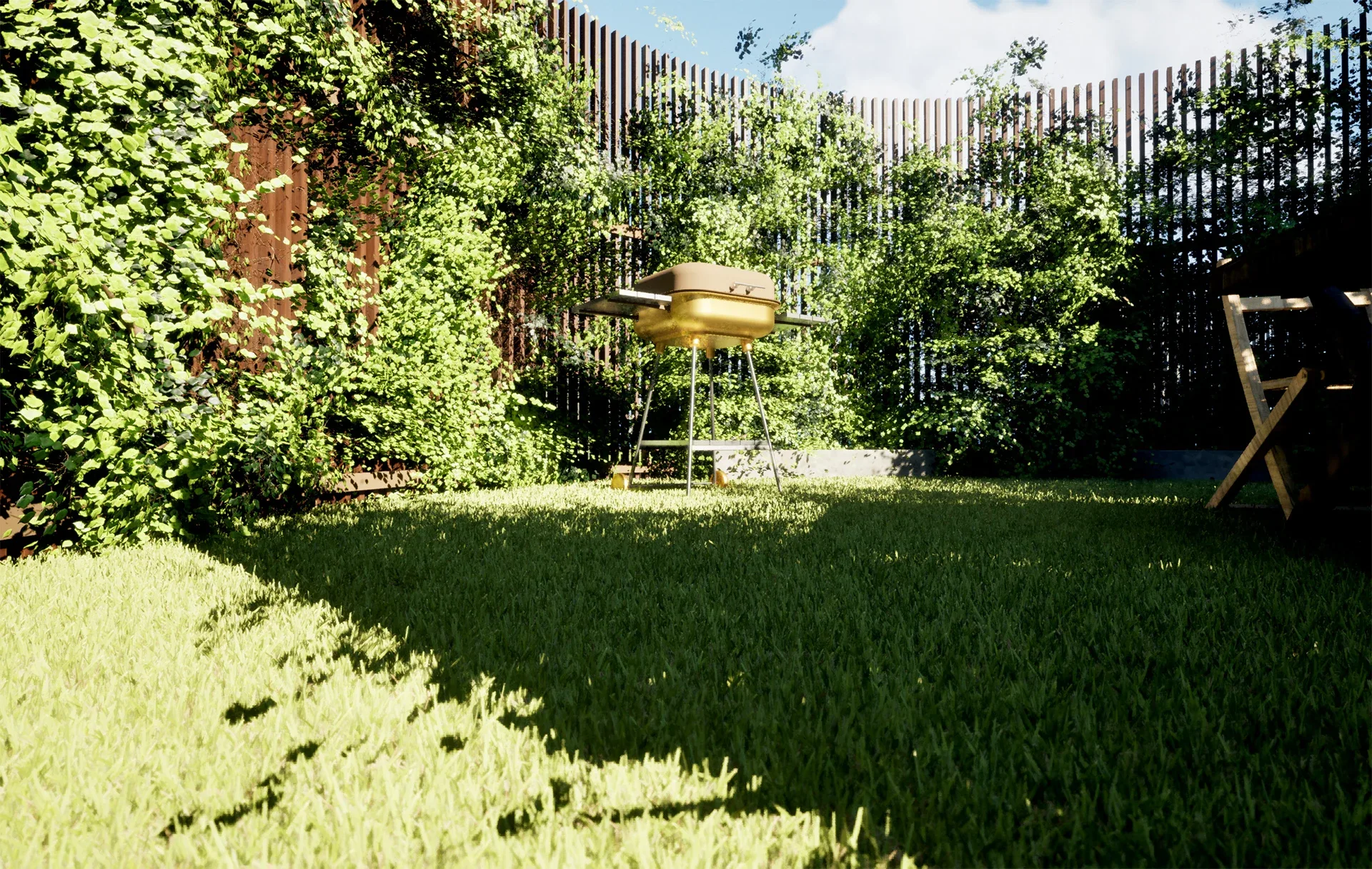 Realistic gazebo with living wood fence