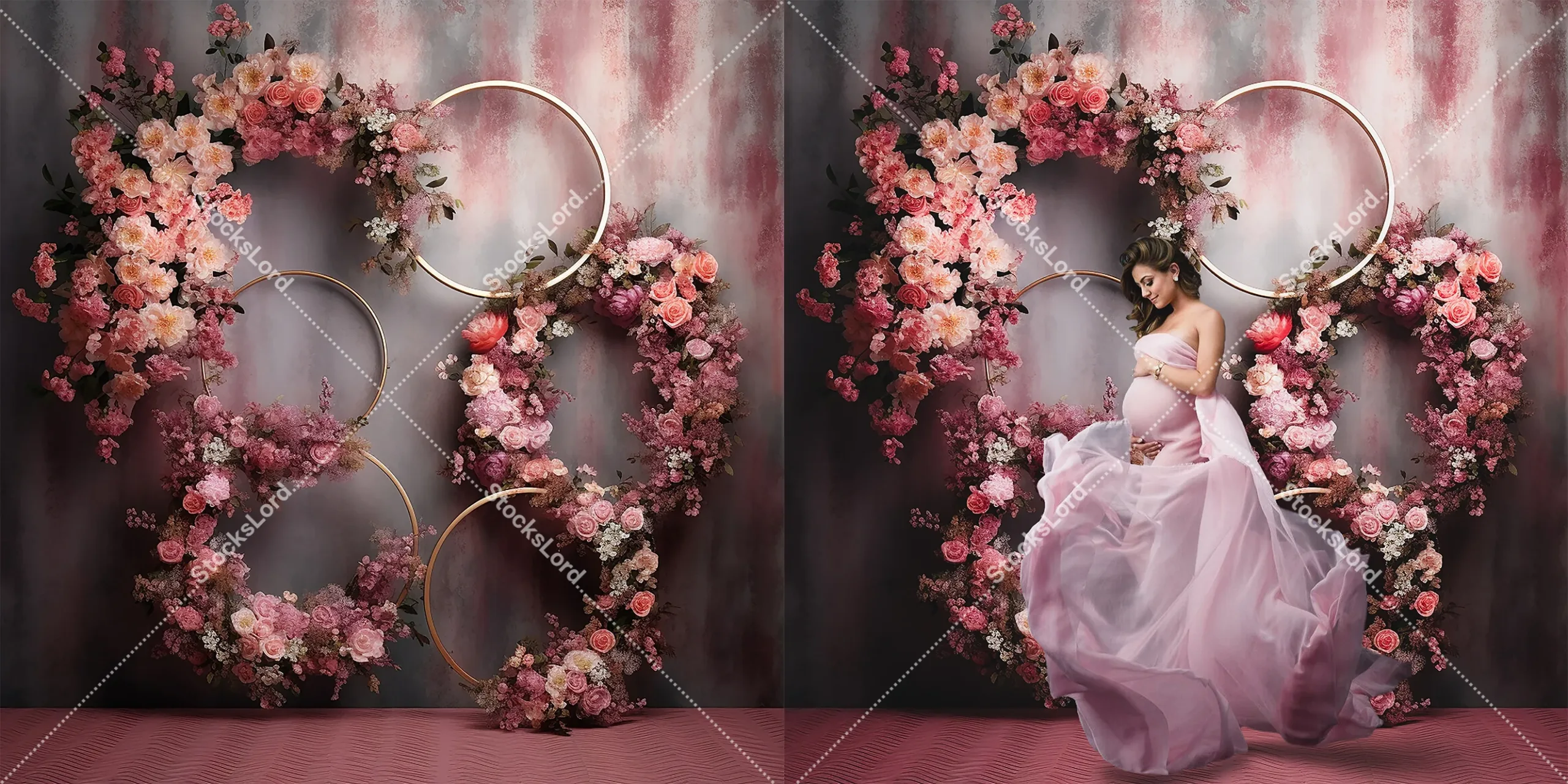 20 Floral Halo Rings Digital Backdrops, Maternity Overlay, Digital Backdrops