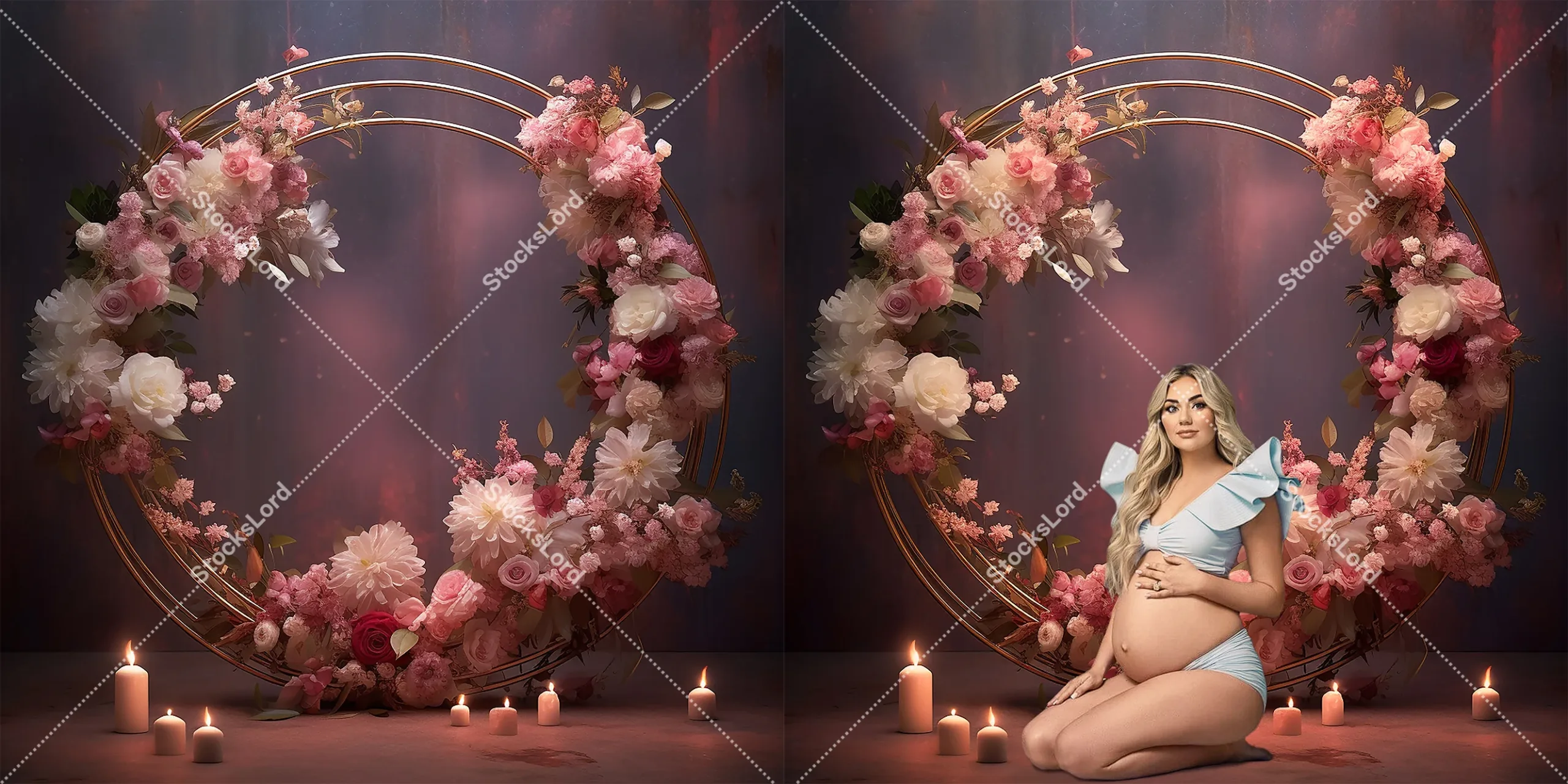20 Floral Halo Rings Digital Backdrops, Maternity Overlay, Digital Backdrops