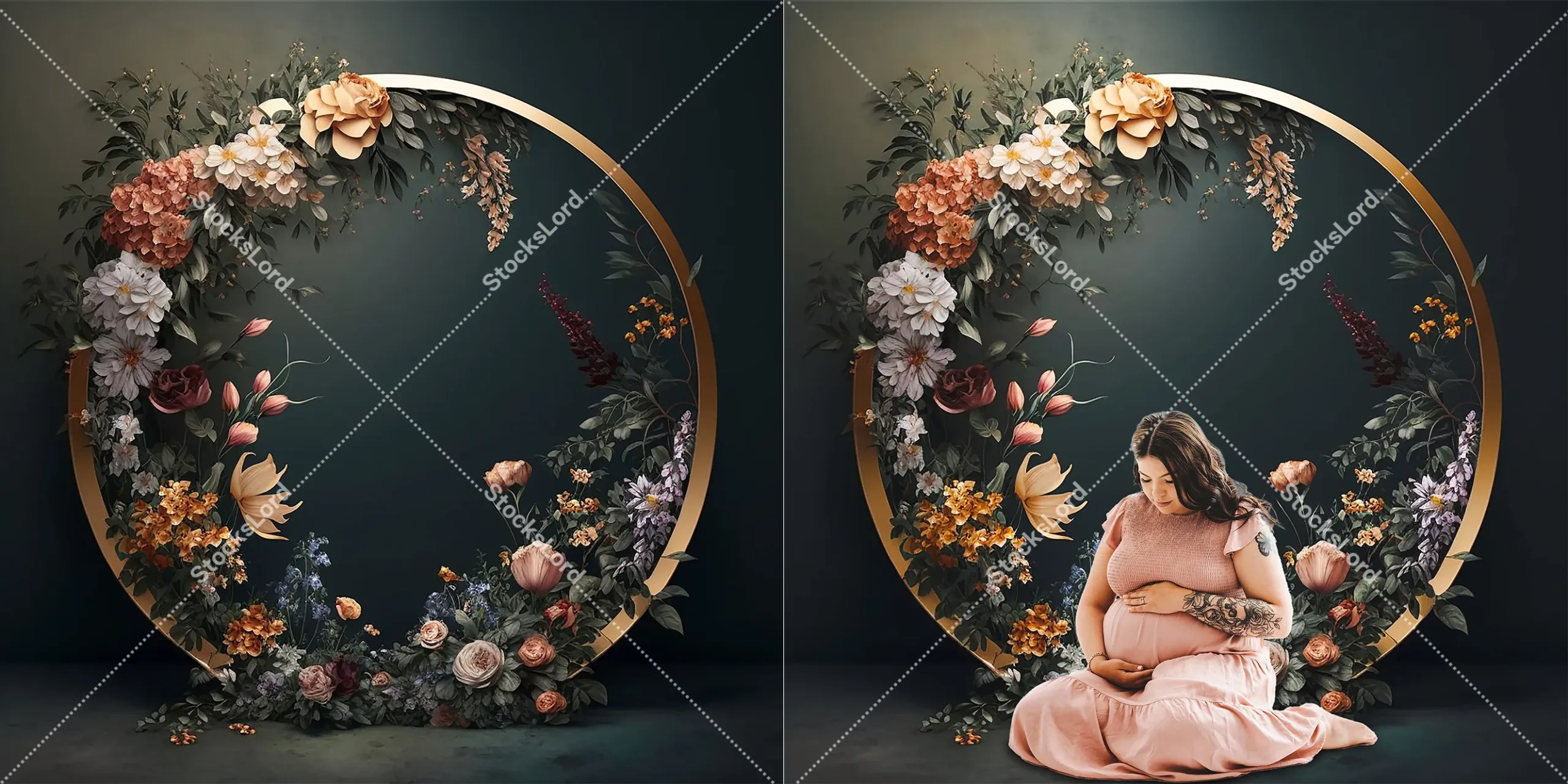 20 Floral Halo Rings Digital Backdrops, Maternity Overlay, Digital Backdrops