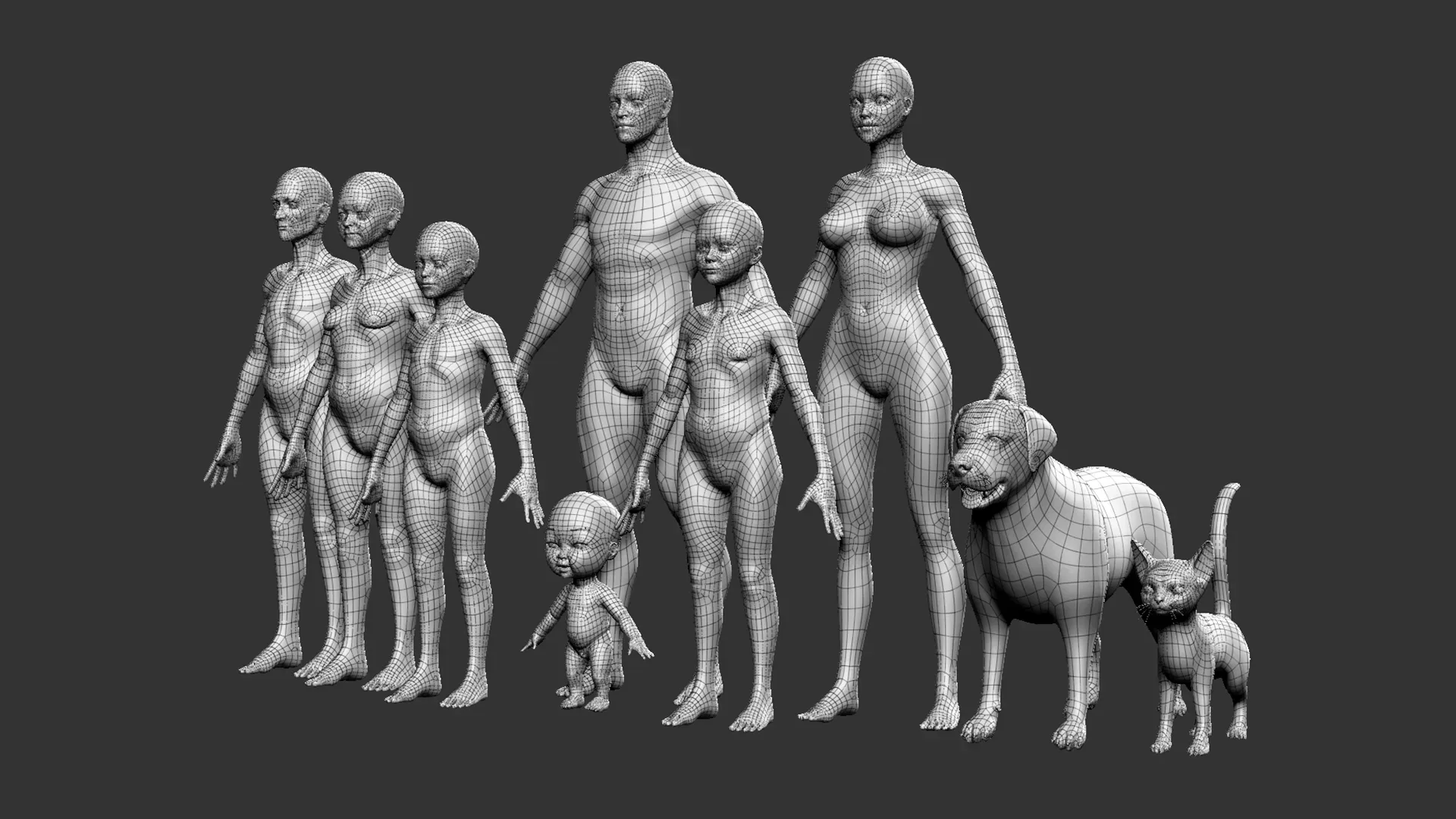 Blender - Family BaseMesh Pack - Topology + UV Map