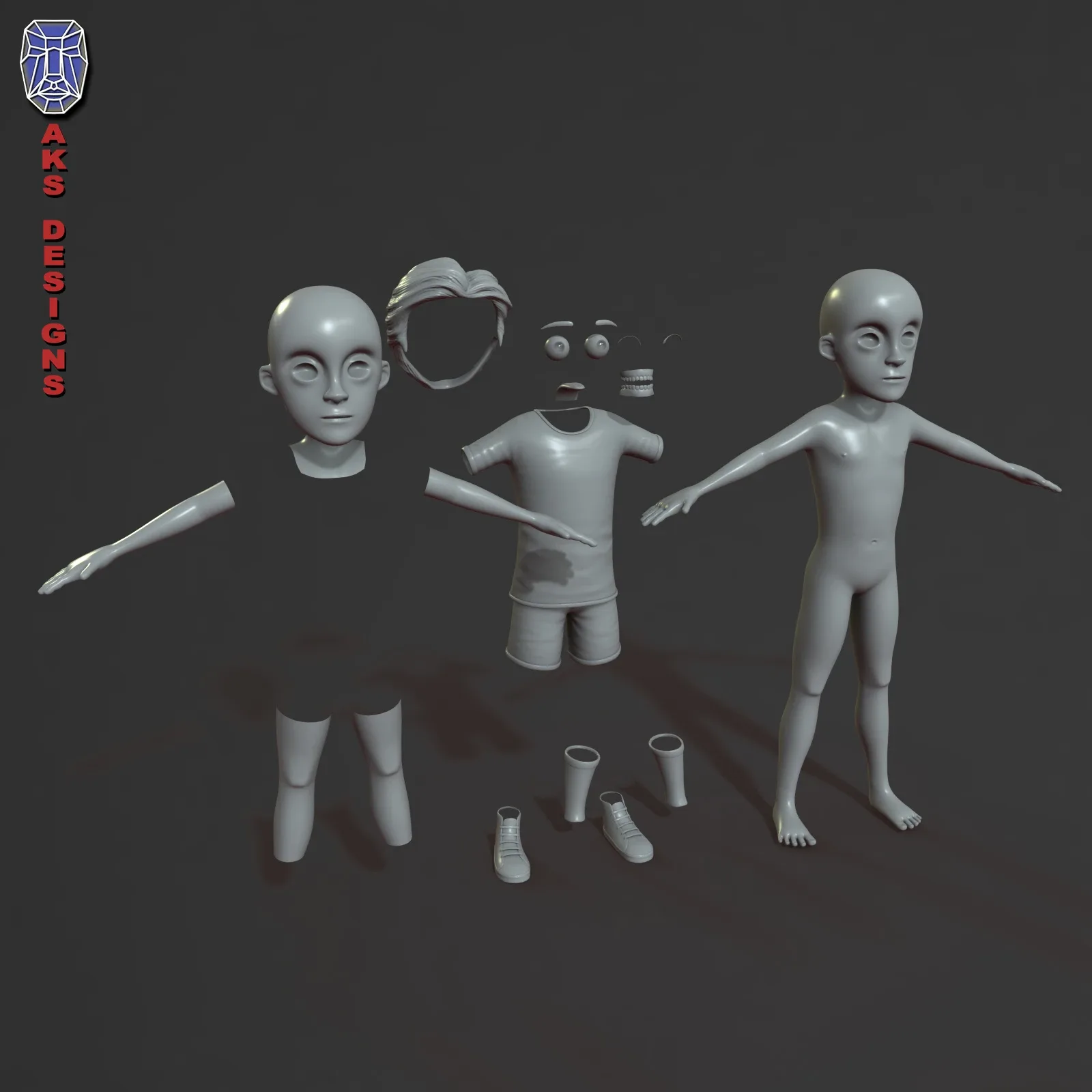 cartoon boy v4 base mesh