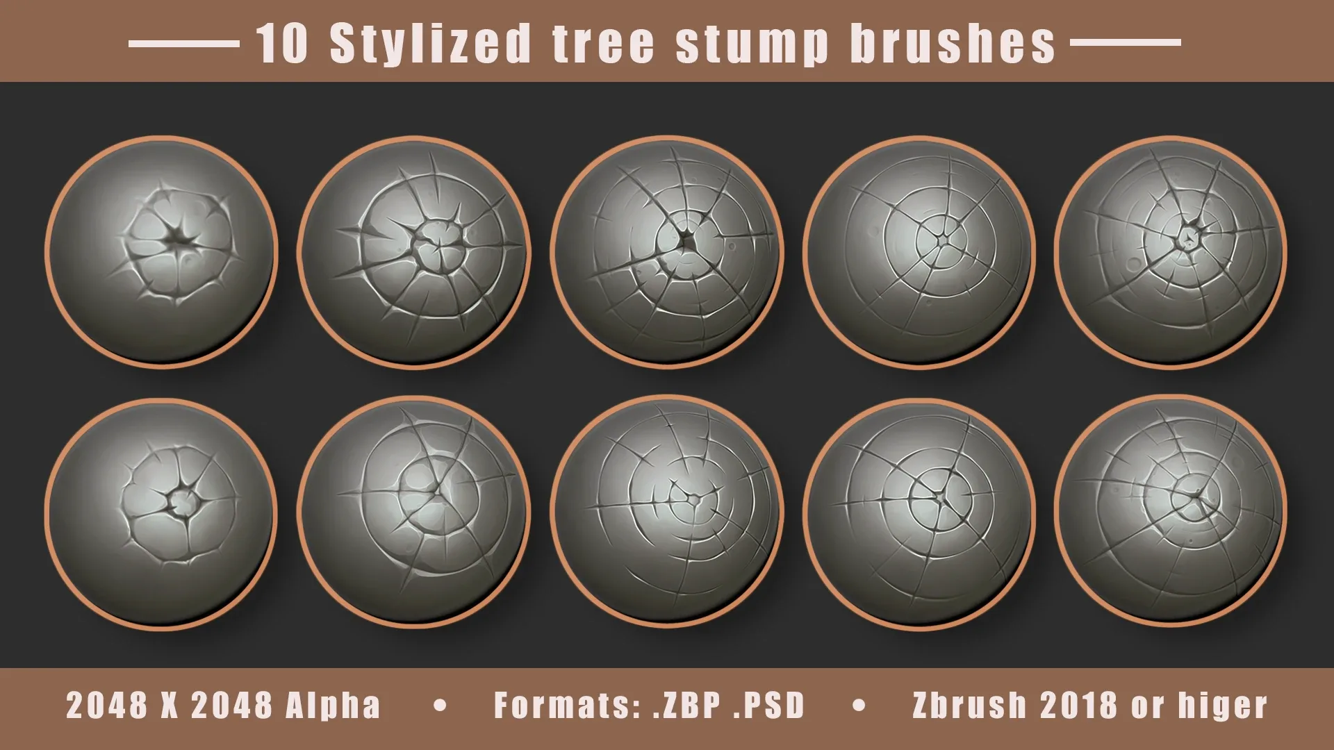 10 Stylized Wood Brush/Alphas
