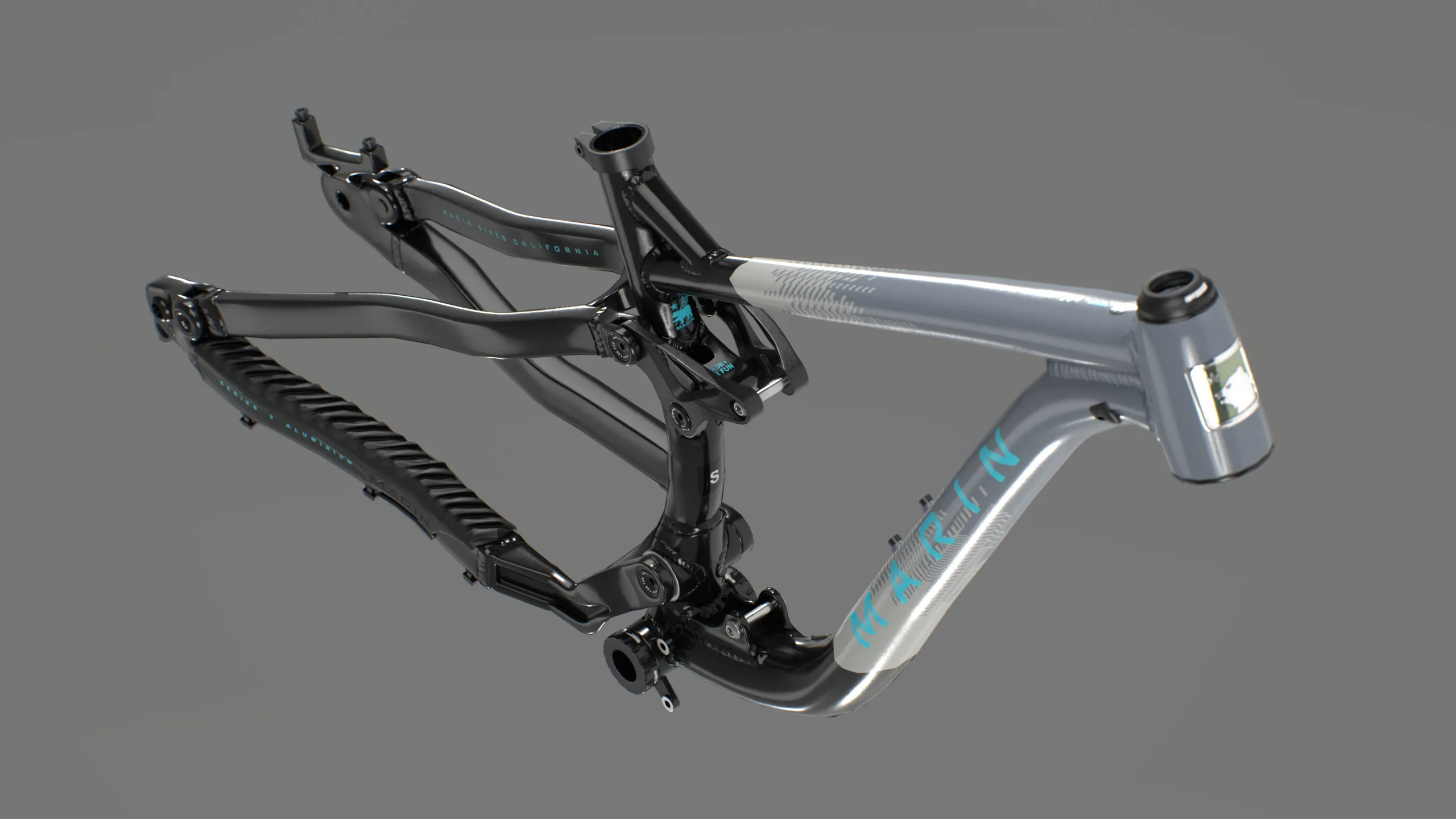 MTB suspension frame in grey/black