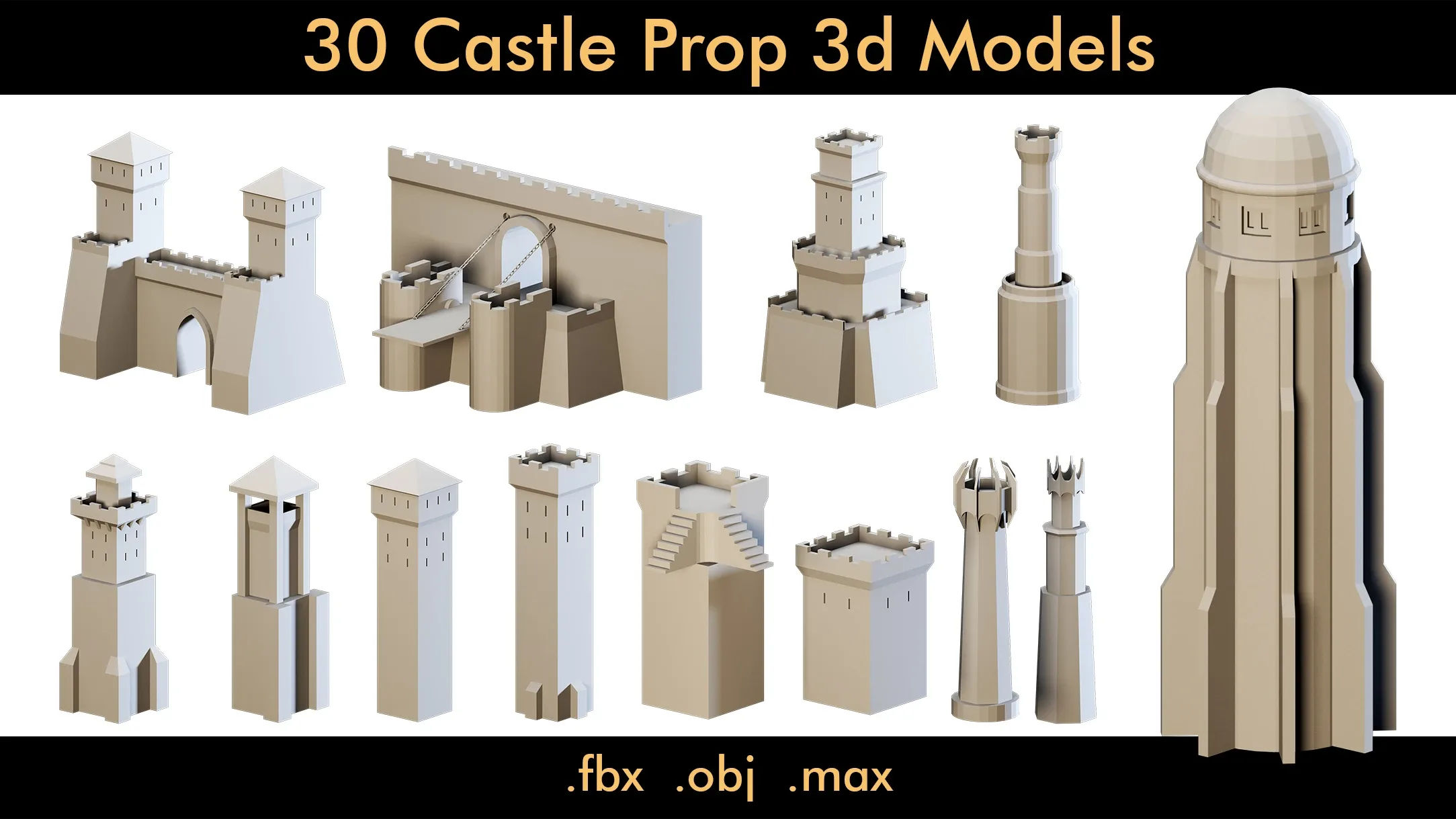 30 Castle Props- 3d Model