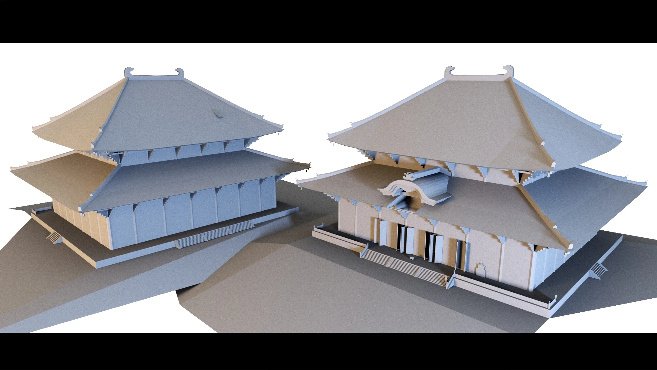 6 Old Japanese Buildings- 3d Model
