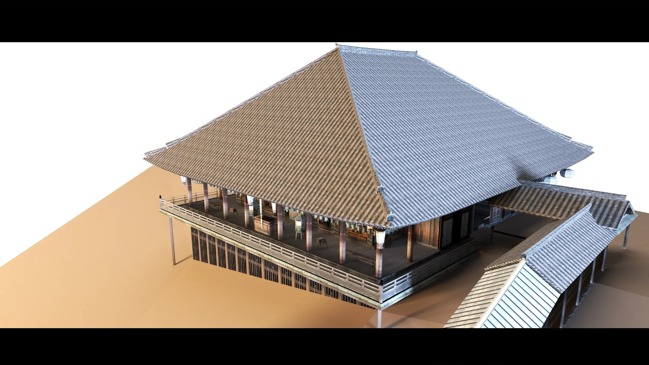 6 Old Japanese Buildings- 3d Model