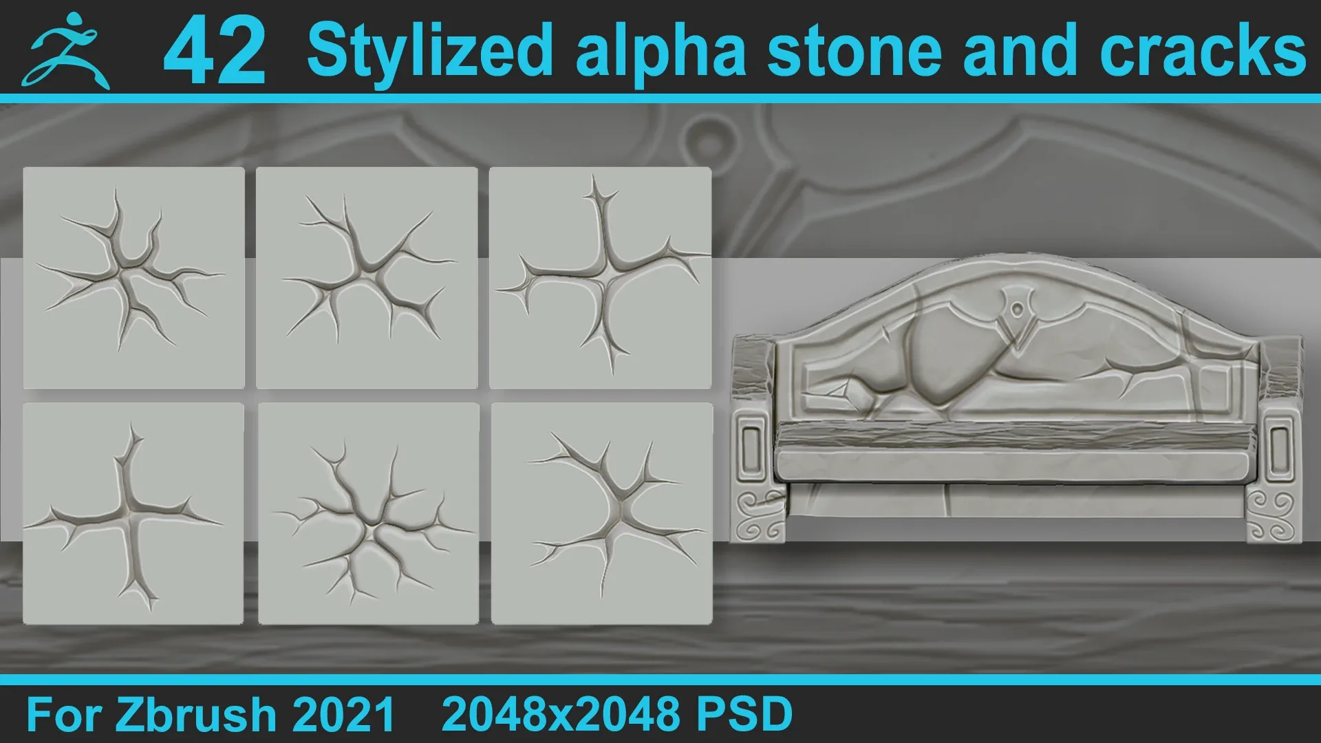 Stylized alpha stone and cracks