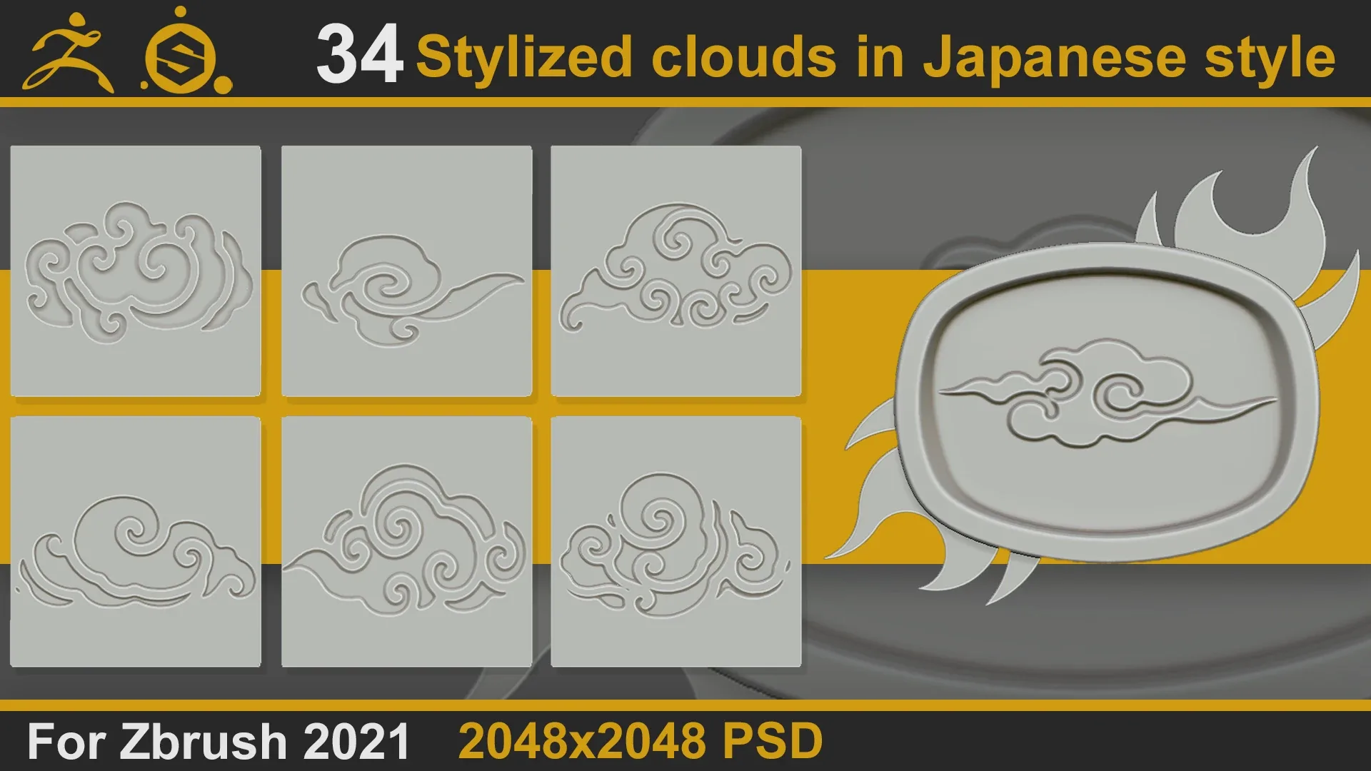 Stylized clouds in Japanese style