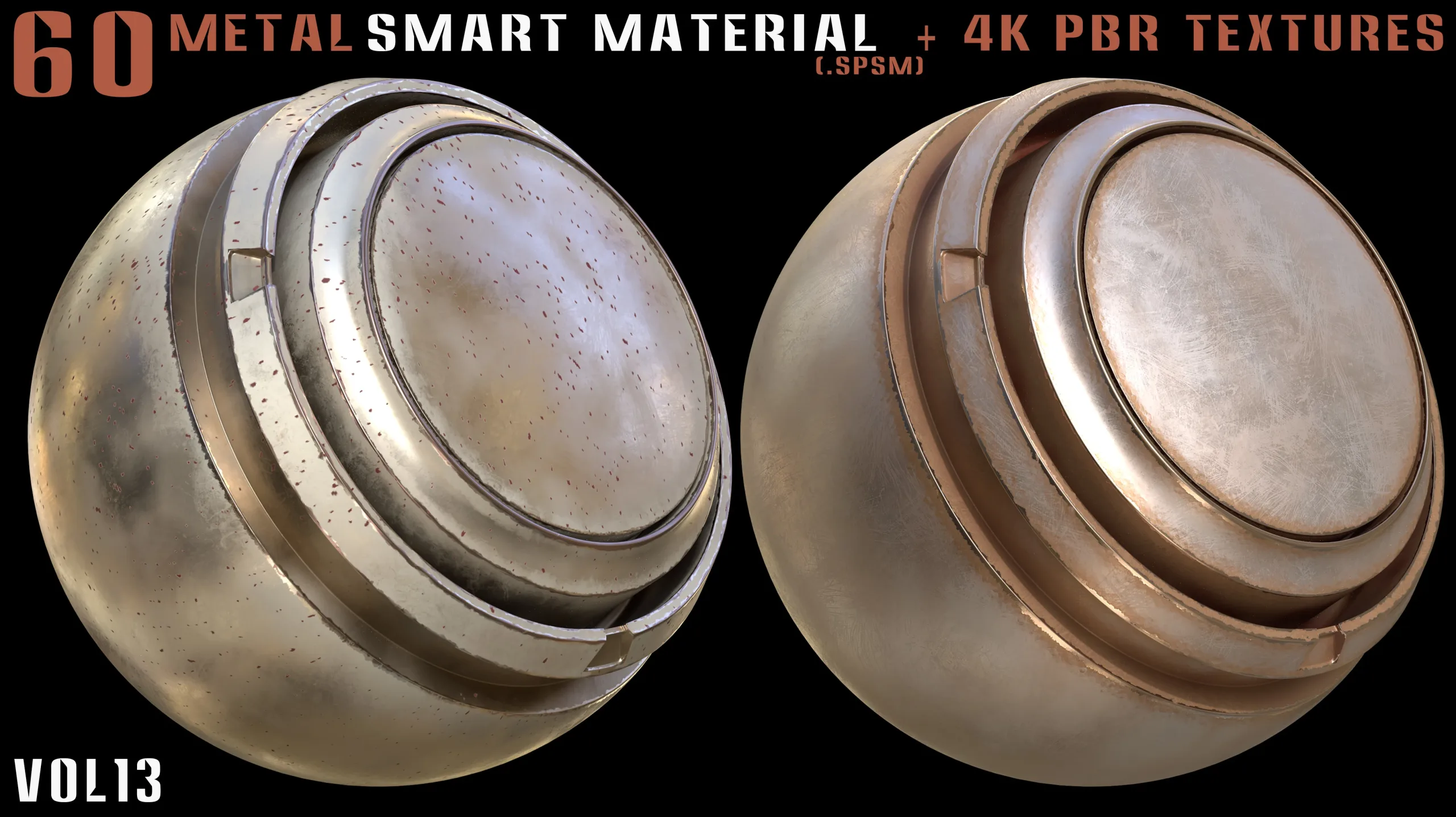 60 Metal Smart Materials & 4k PBR Textures - Vol. 13