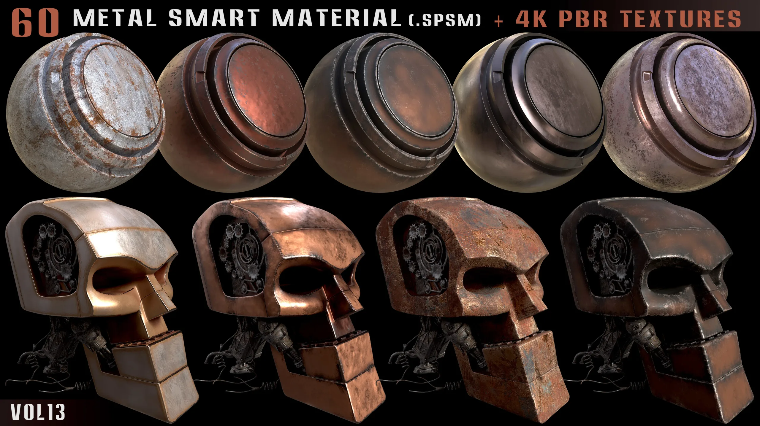 60 Metal Smart Materials & 4k PBR Textures - Vol. 13