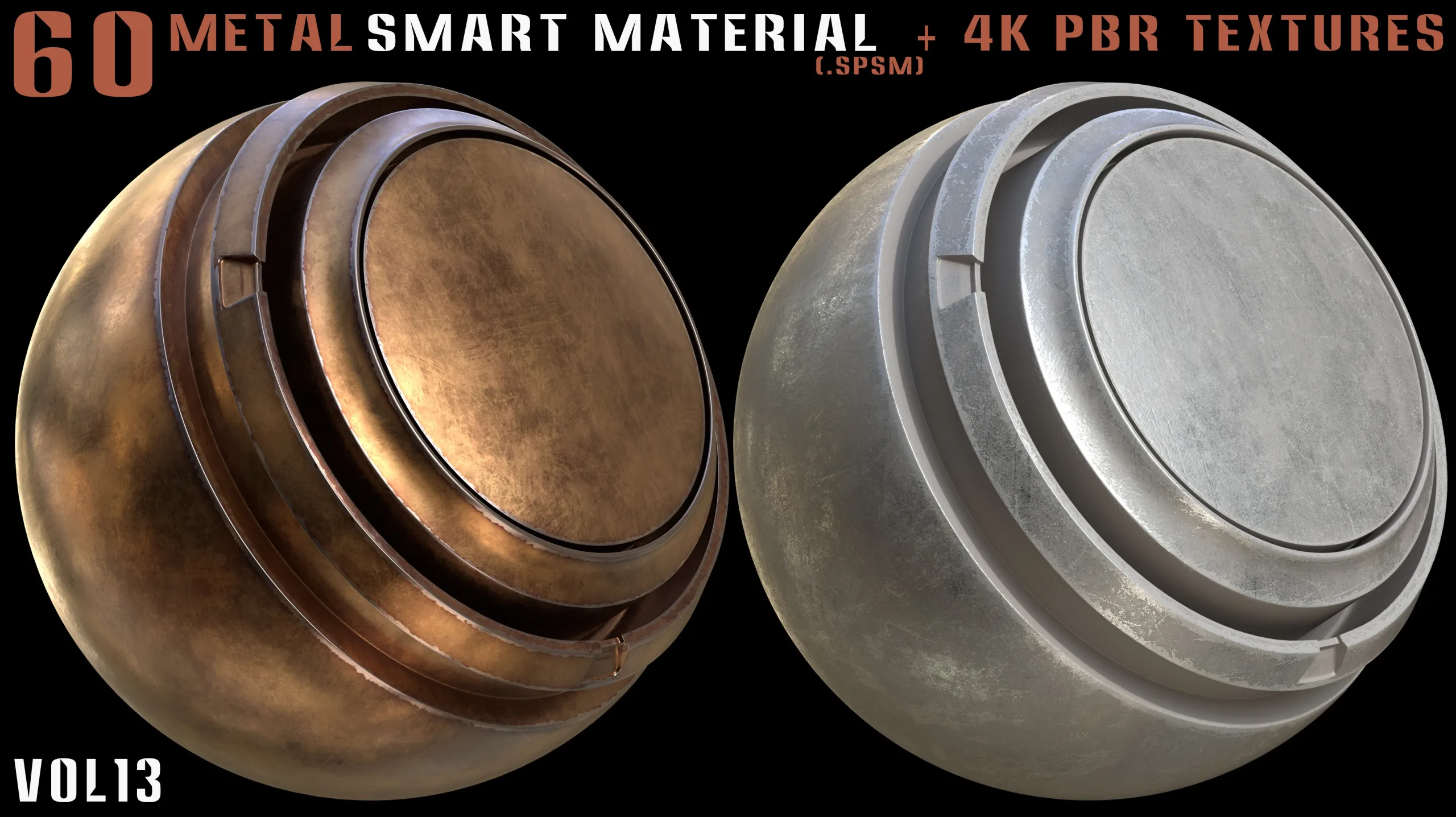 60 Metal Smart Materials & 4k PBR Textures - Vol. 13