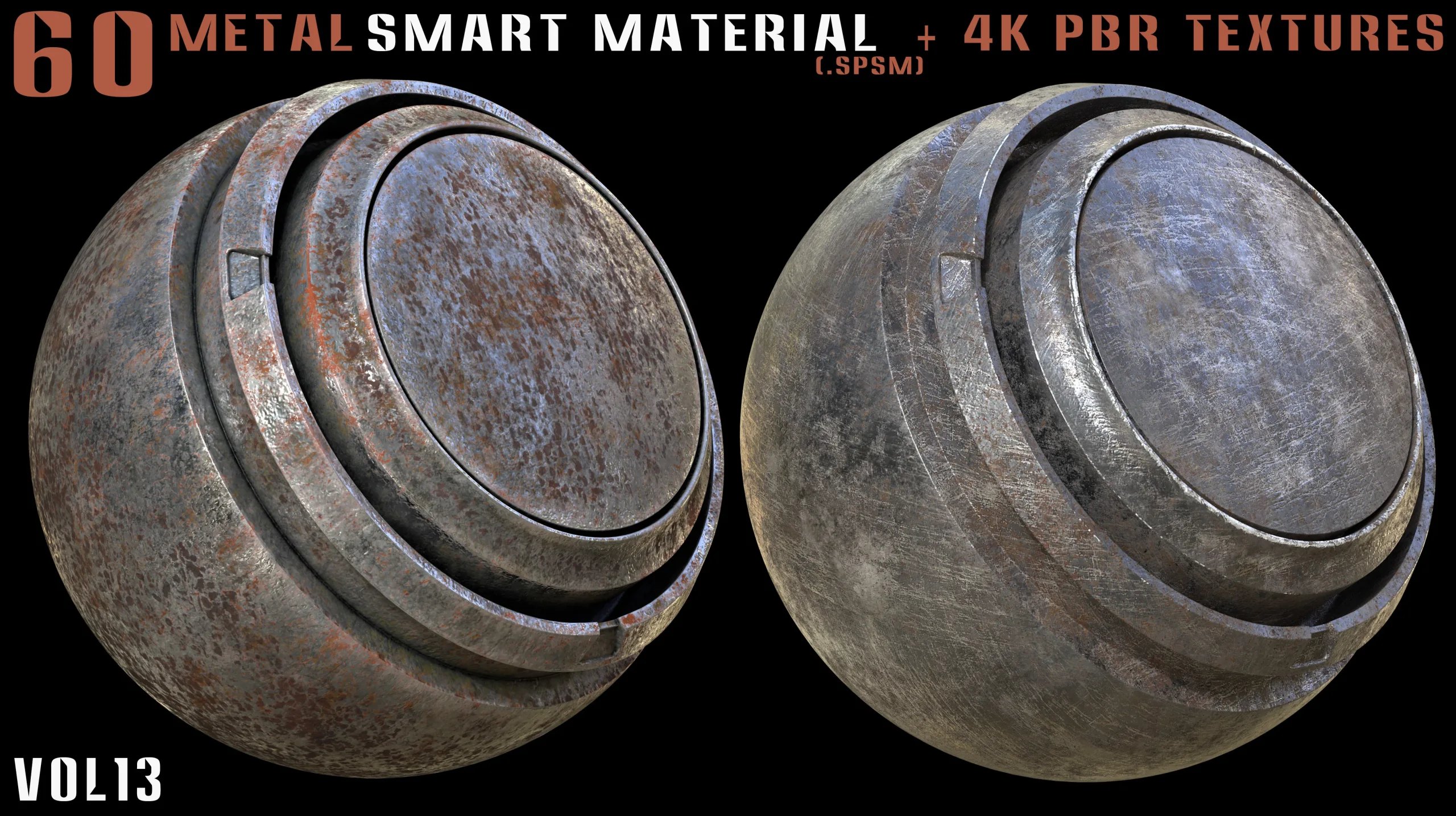 60 Metal Smart Materials & 4k PBR Textures - Vol. 13