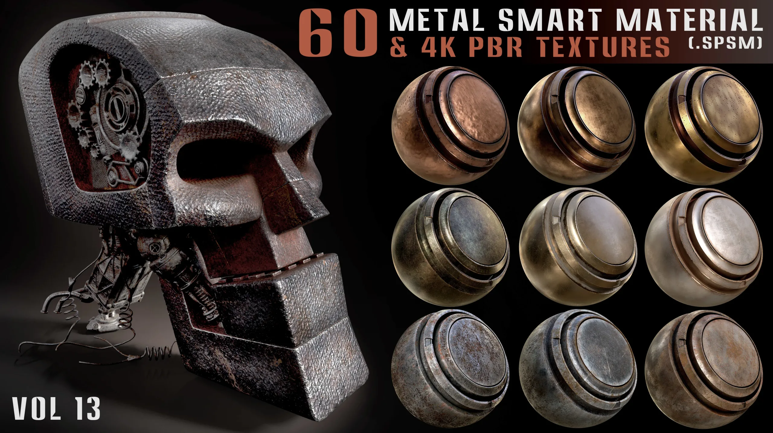 60 Metal Smart Materials & 4k PBR Textures - Vol. 13