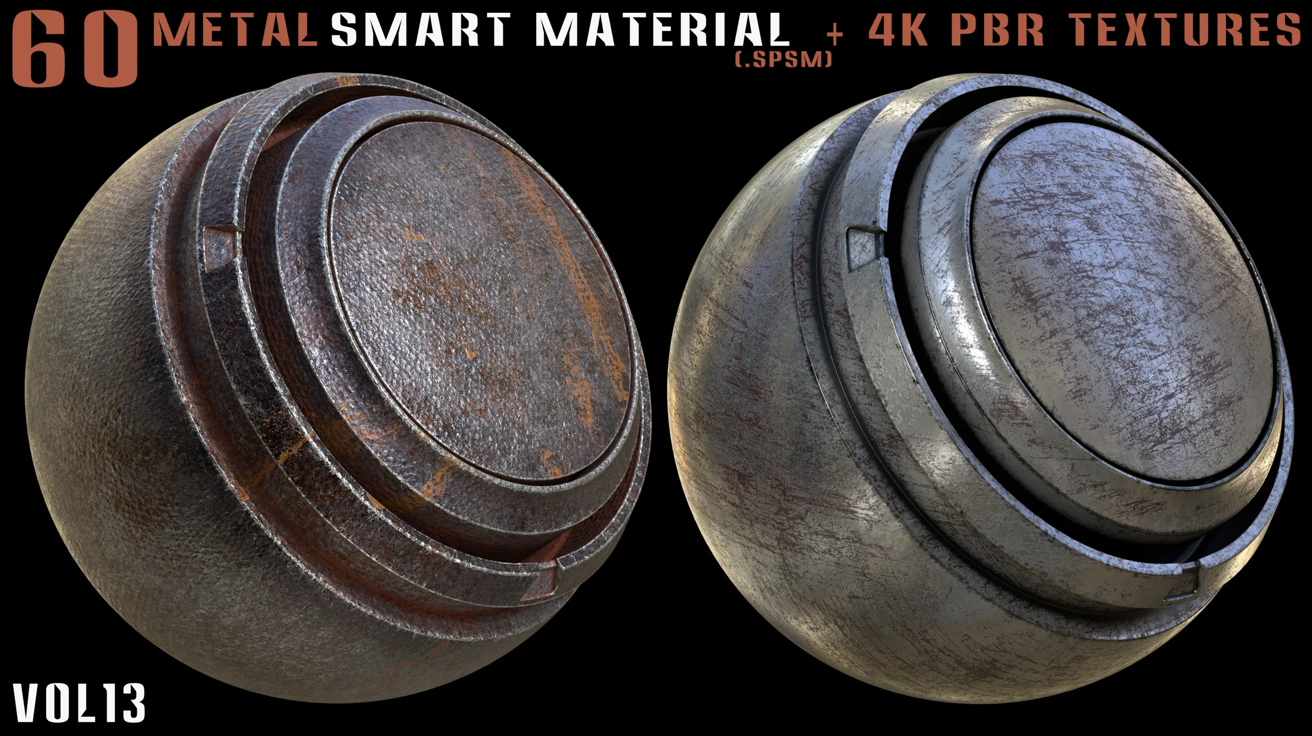 60 Metal Smart Materials & 4k PBR Textures - Vol. 13