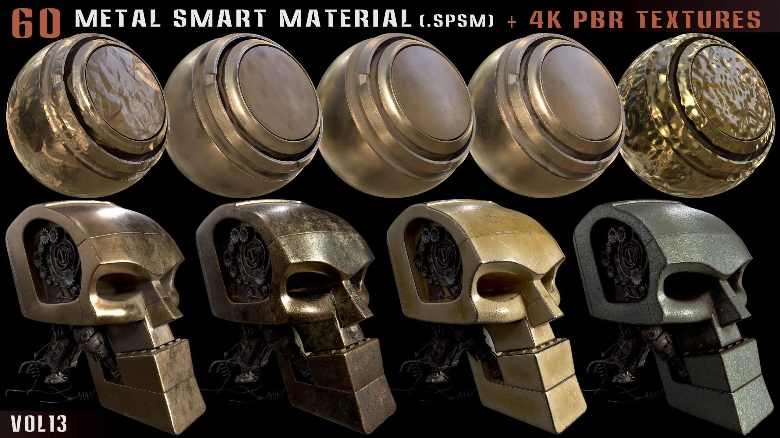 60 Metal Smart Materials & 4k PBR Textures - Vol. 13