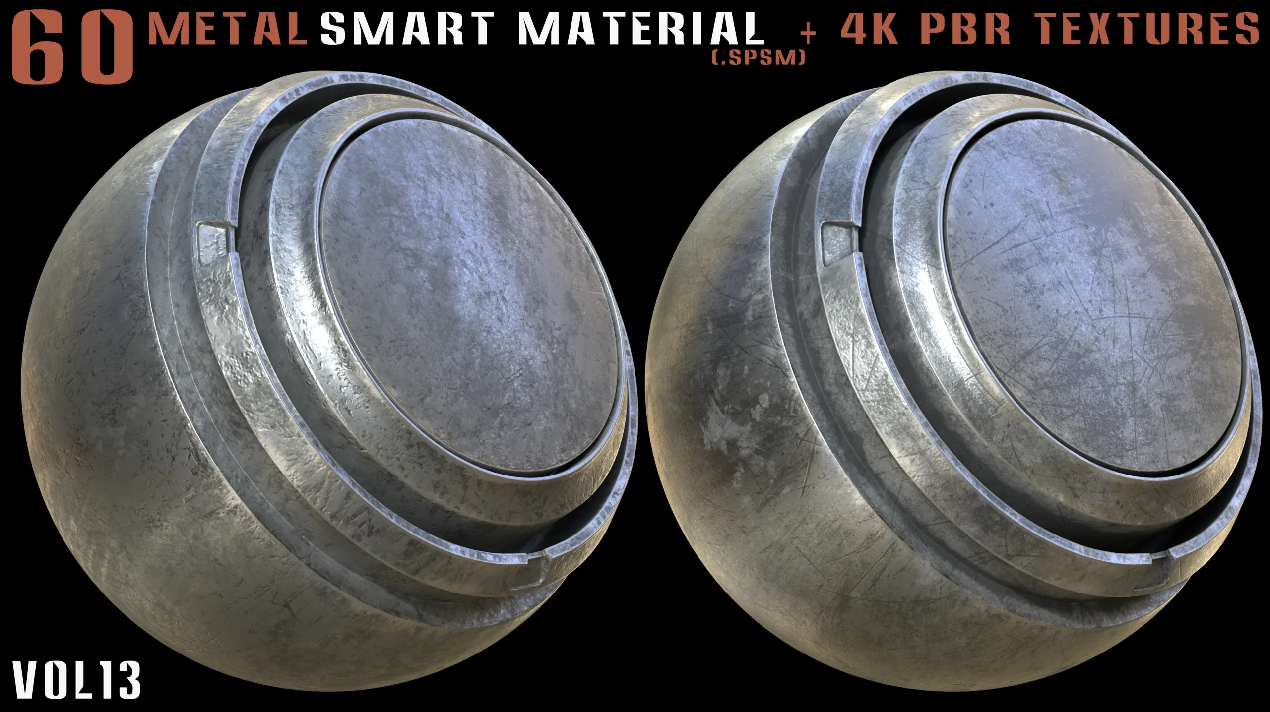 60 Metal Smart Materials & 4k PBR Textures - Vol. 13