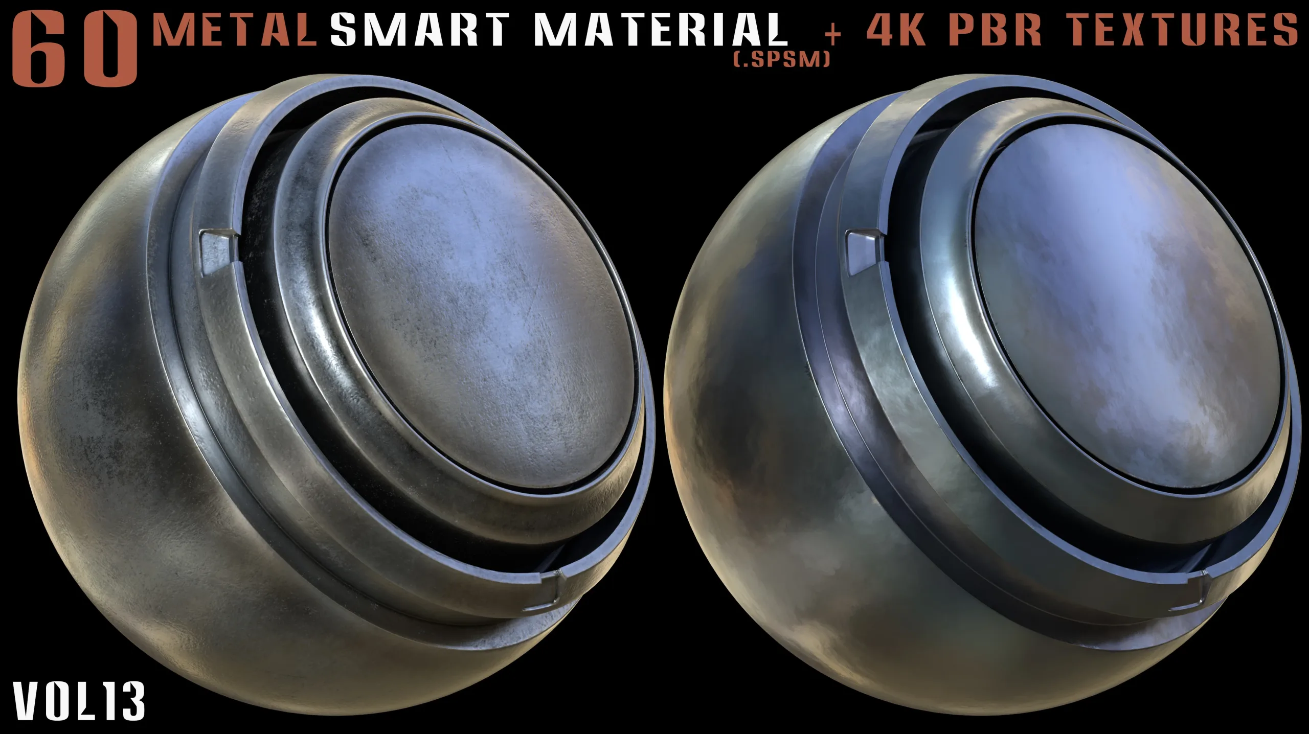 60 Metal Smart Materials & 4k PBR Textures - Vol. 13