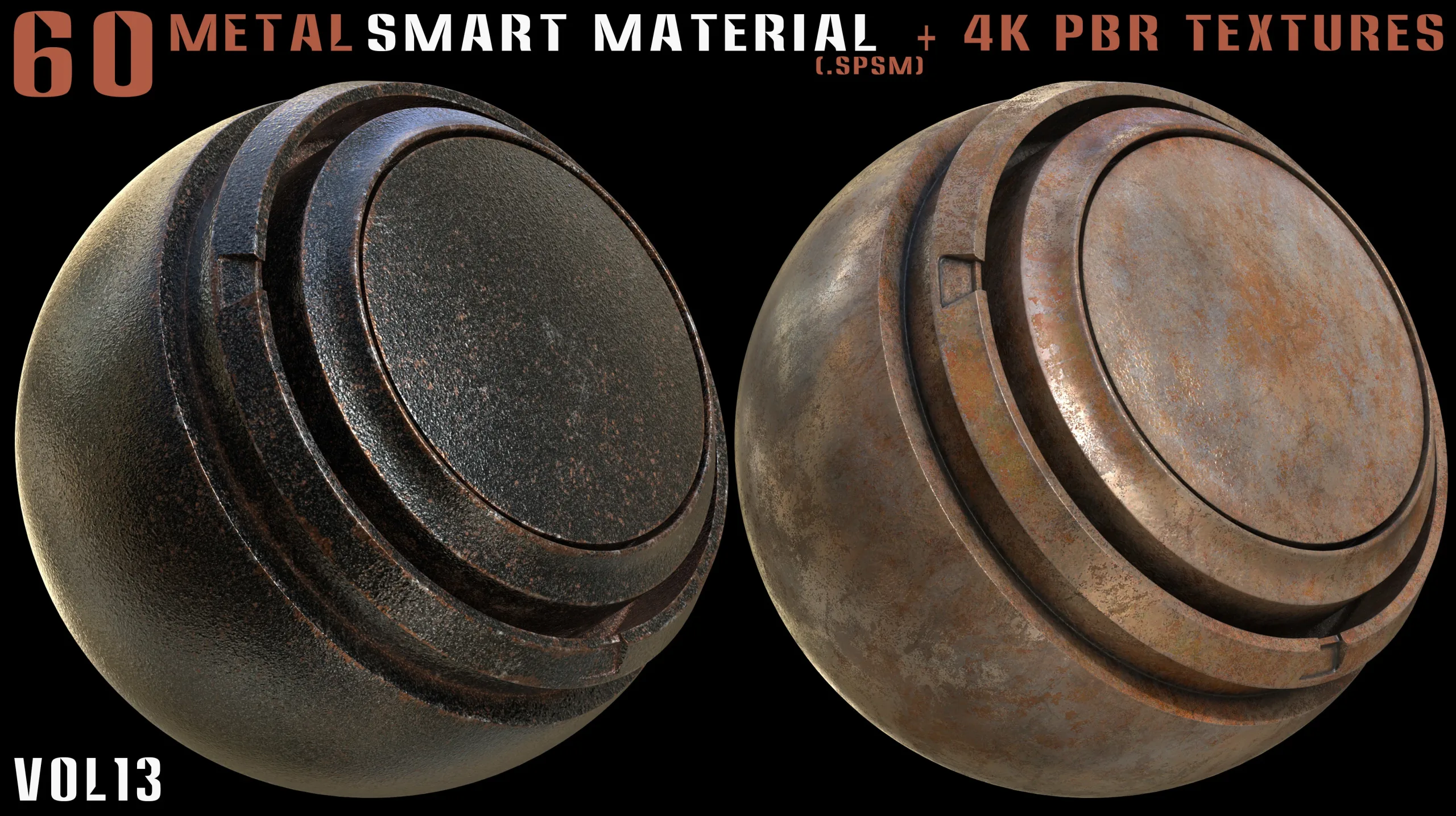 60 Metal Smart Materials & 4k PBR Textures - Vol. 13